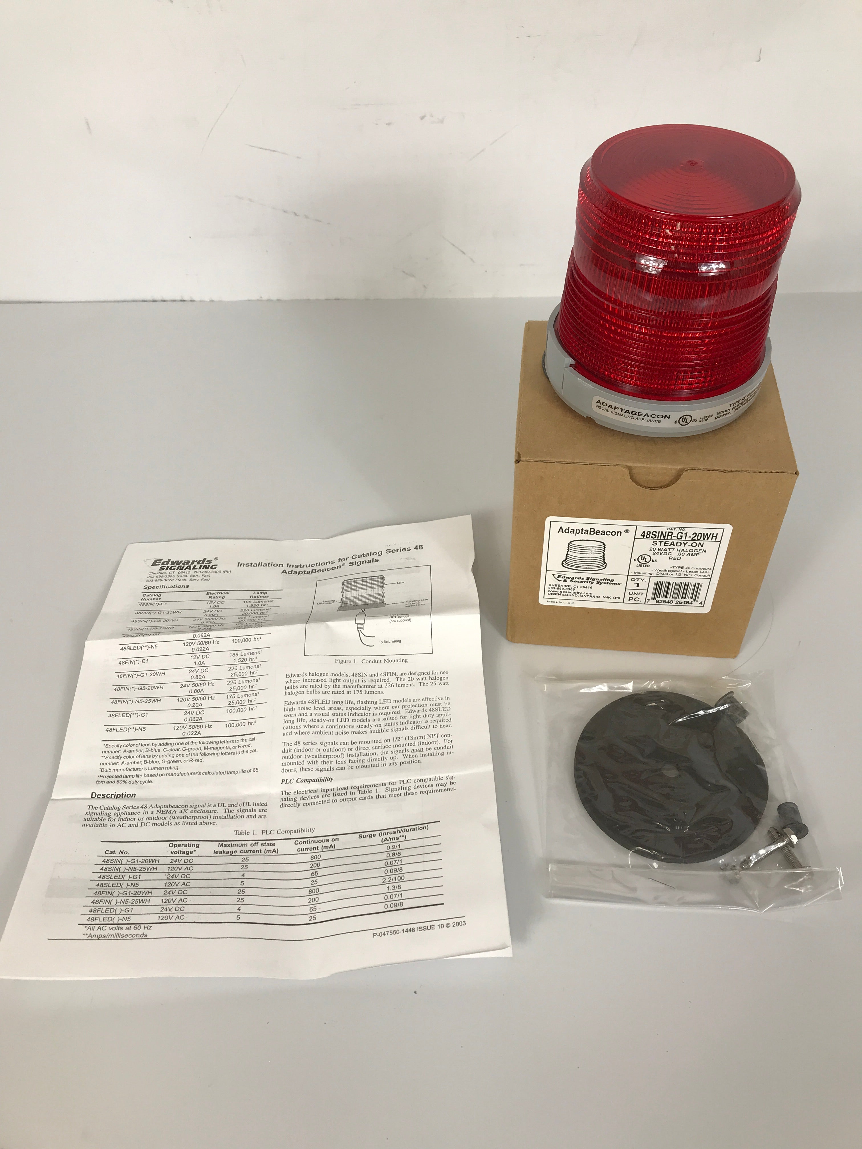 AdaptaBeacon 48SINR-G1-20WH Steady-On Automotive Light *New in Box*