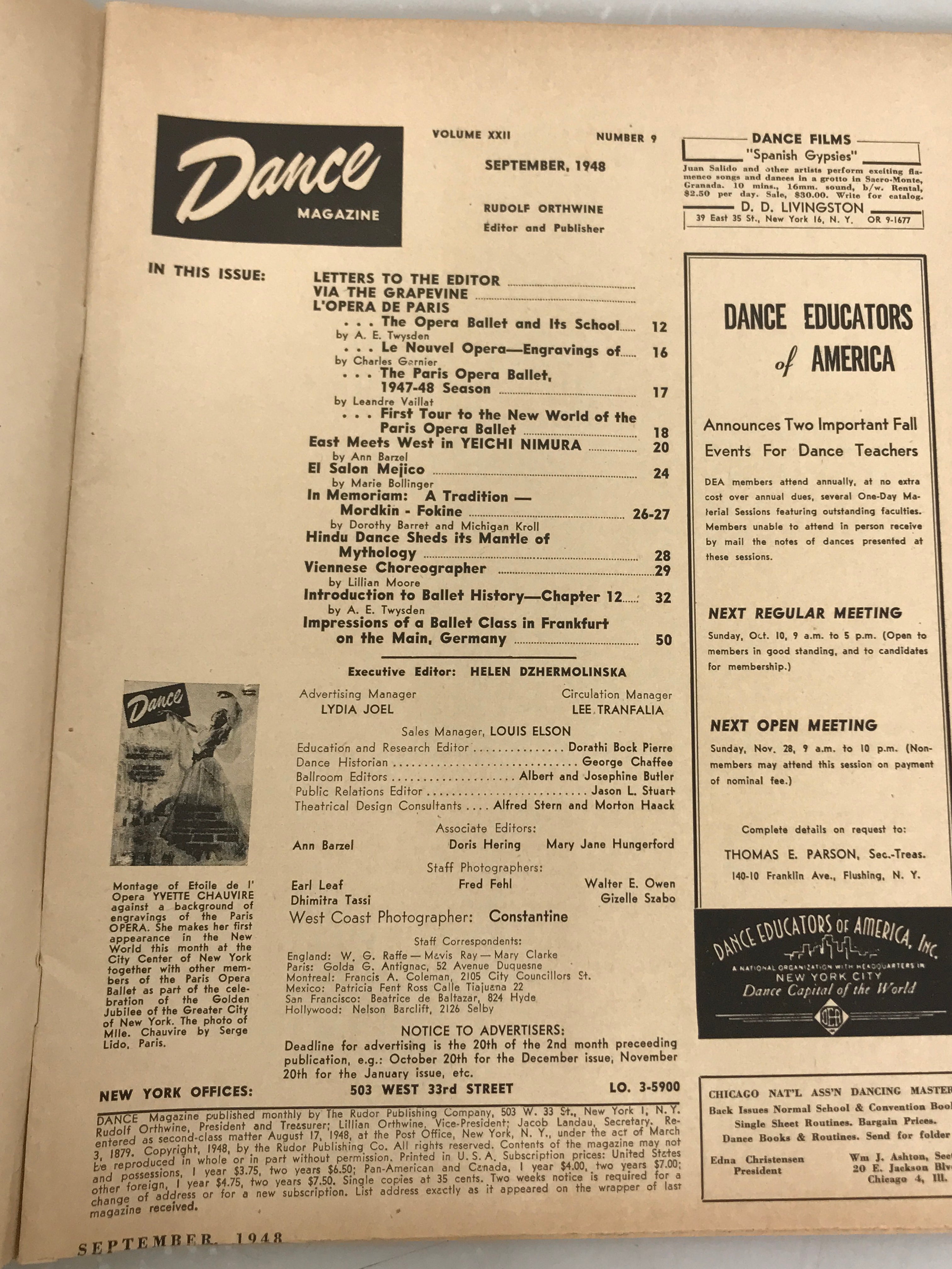 Lot of 7 Vintage DANCE MAGAZINE 1948 Feb-March, May, July-Oct Including Martha Graham, Isadora Duncan, Margot Fonteyn, Russell Hartley, Princess Elizabeth SC