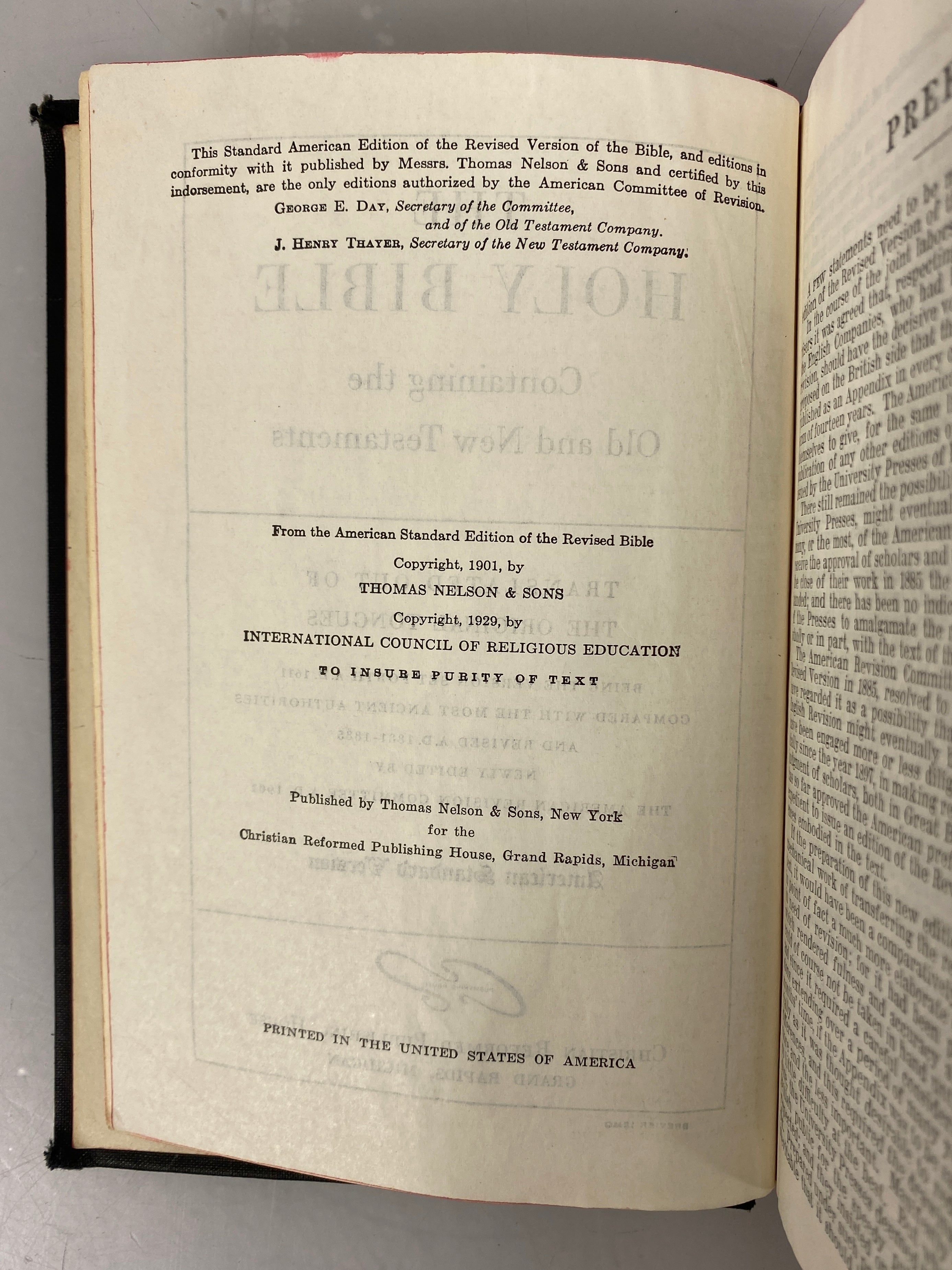 Holy Bible American Standard Version 1929 Thomas Nelson & Sons HC