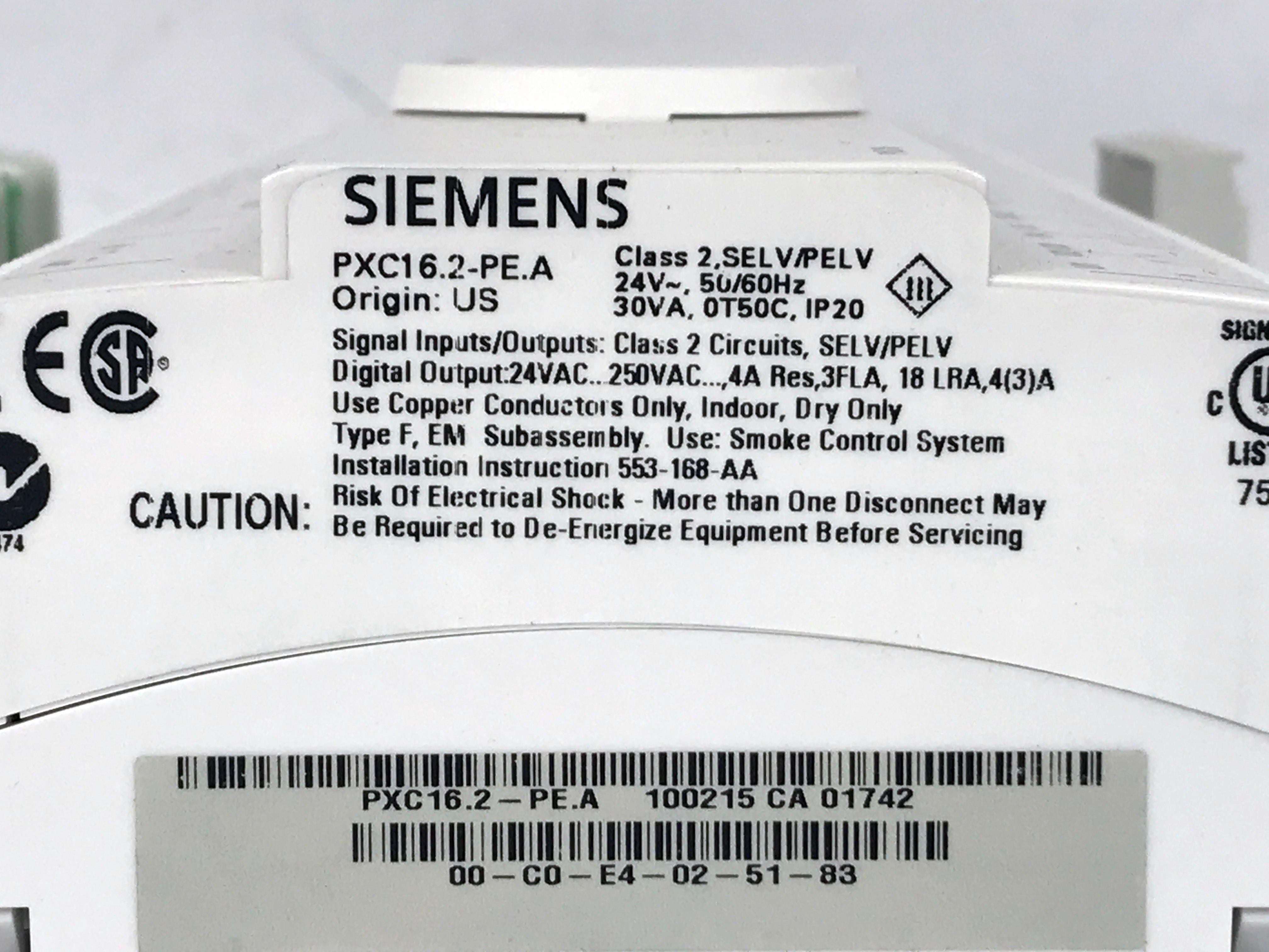 *New* Siemens Smoke Control System Equipment Controller PXC16-PE