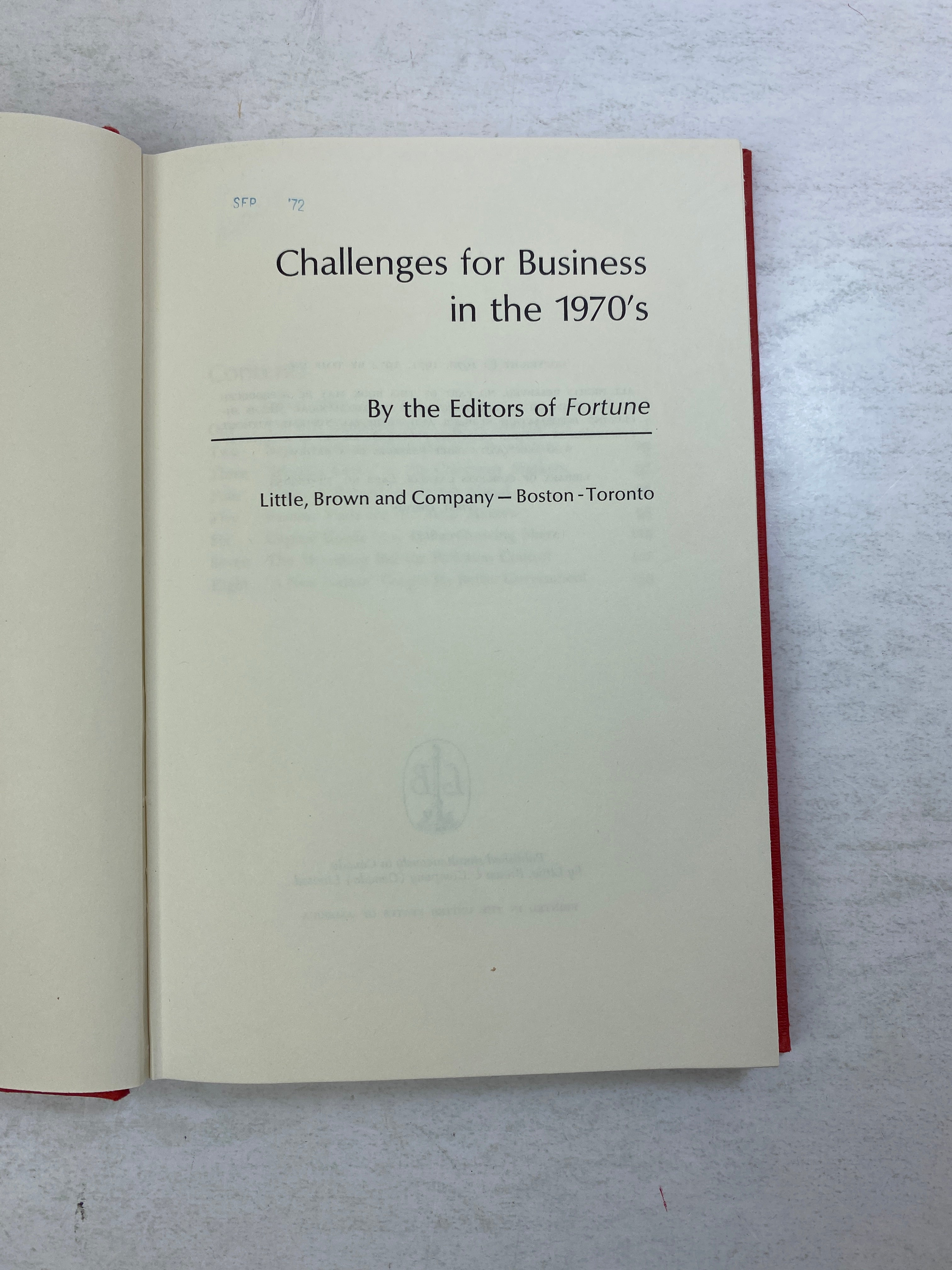 Challenges for Business in the 1970's Ex-library 1972 HC