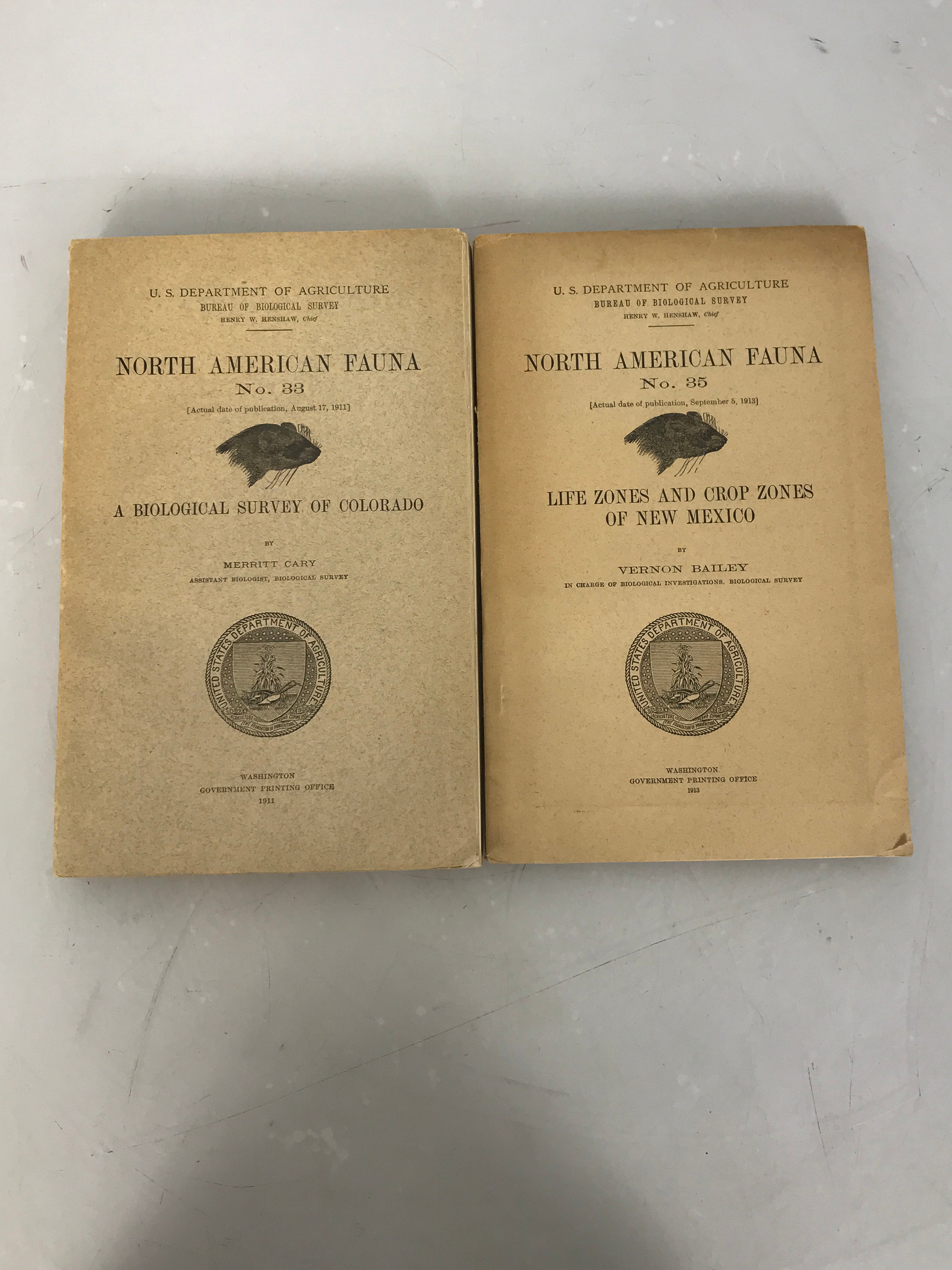 Lot of 2 USDA Biological Survey Books (CO, NM) 1911-1913 SC