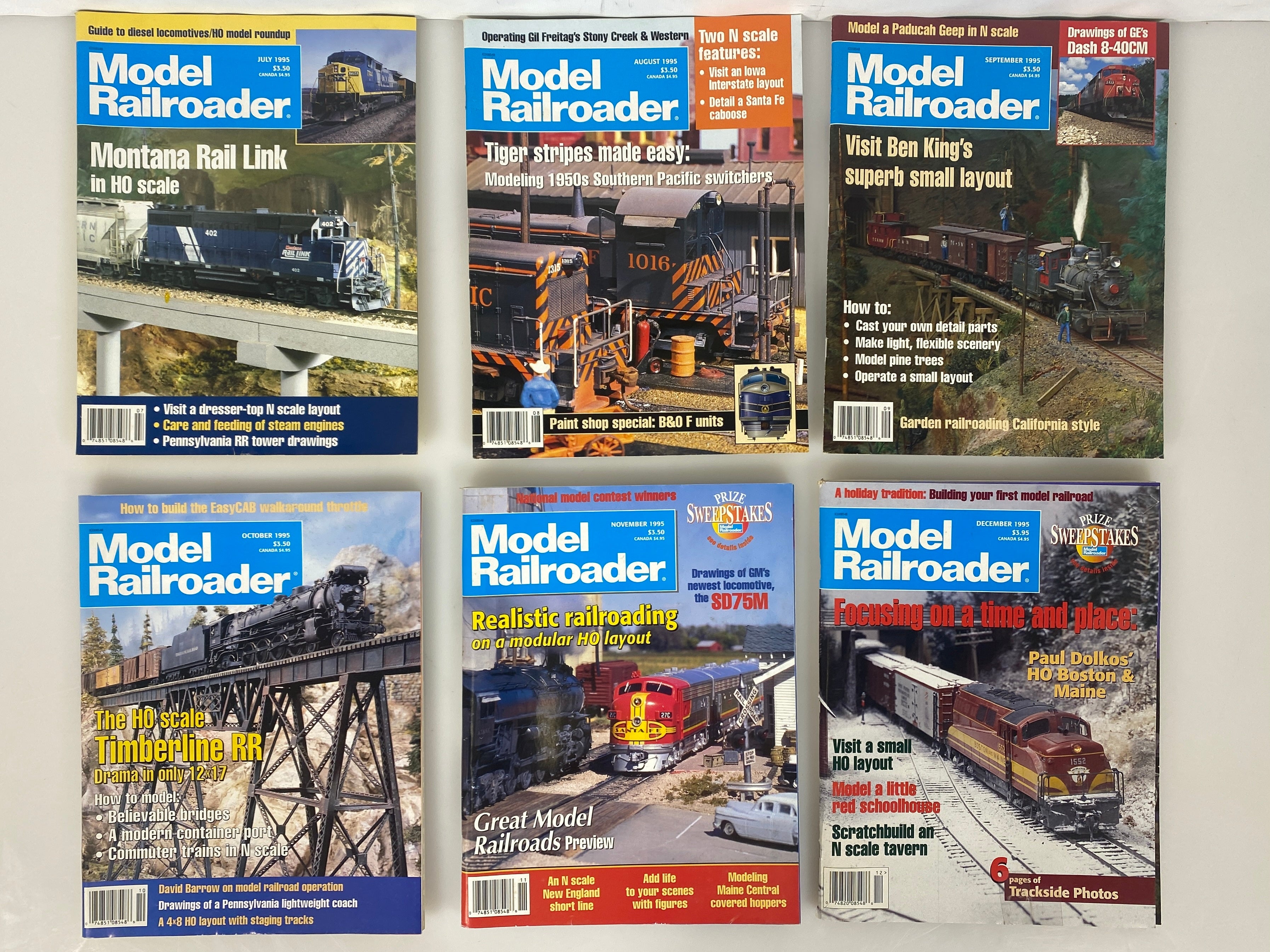 Lot of 12 Model Railroader Magazine (1995 Complete Year)