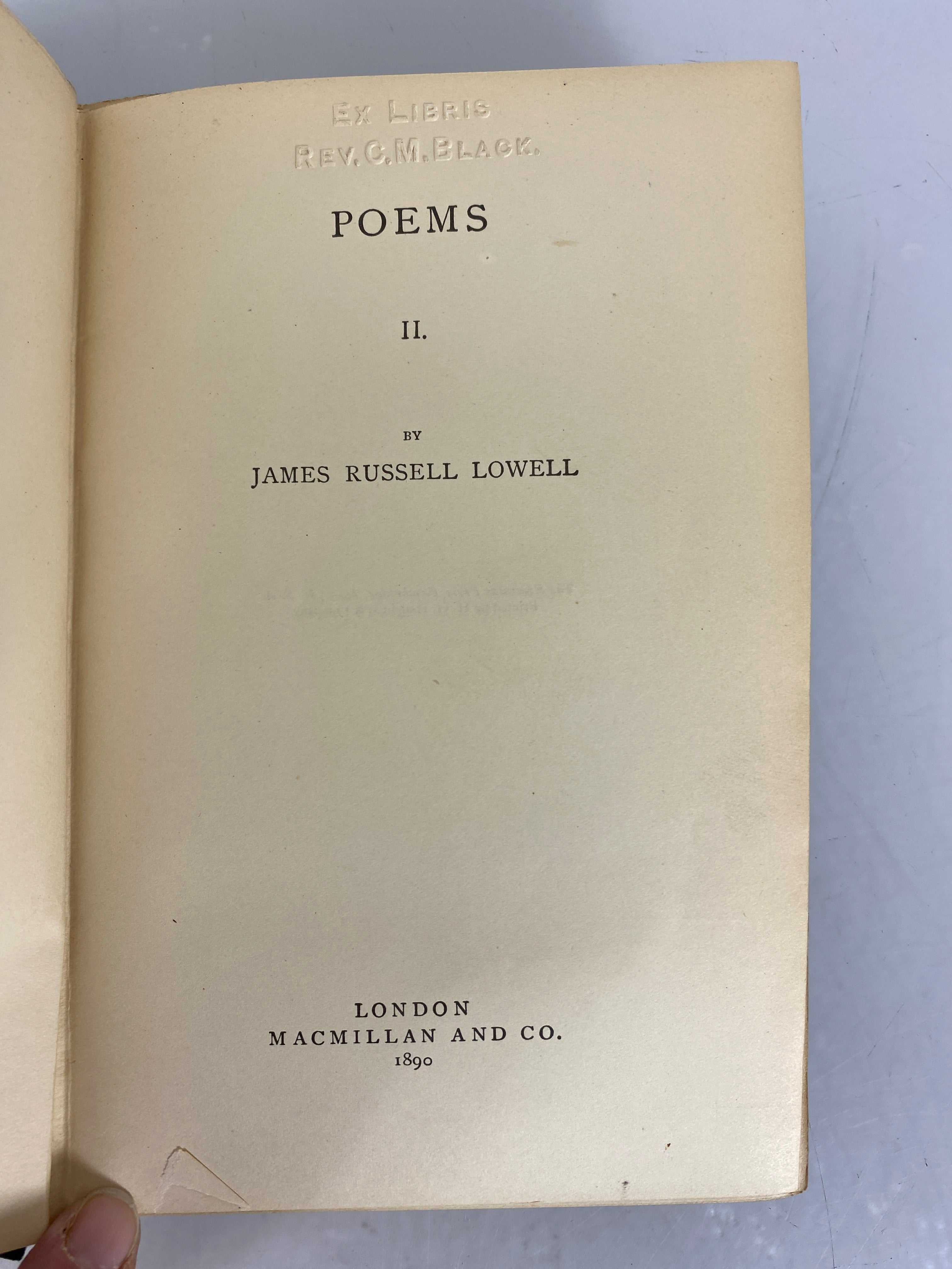2 Volume Set Poetical Works I and II by James Russell Lowell 1890 HC