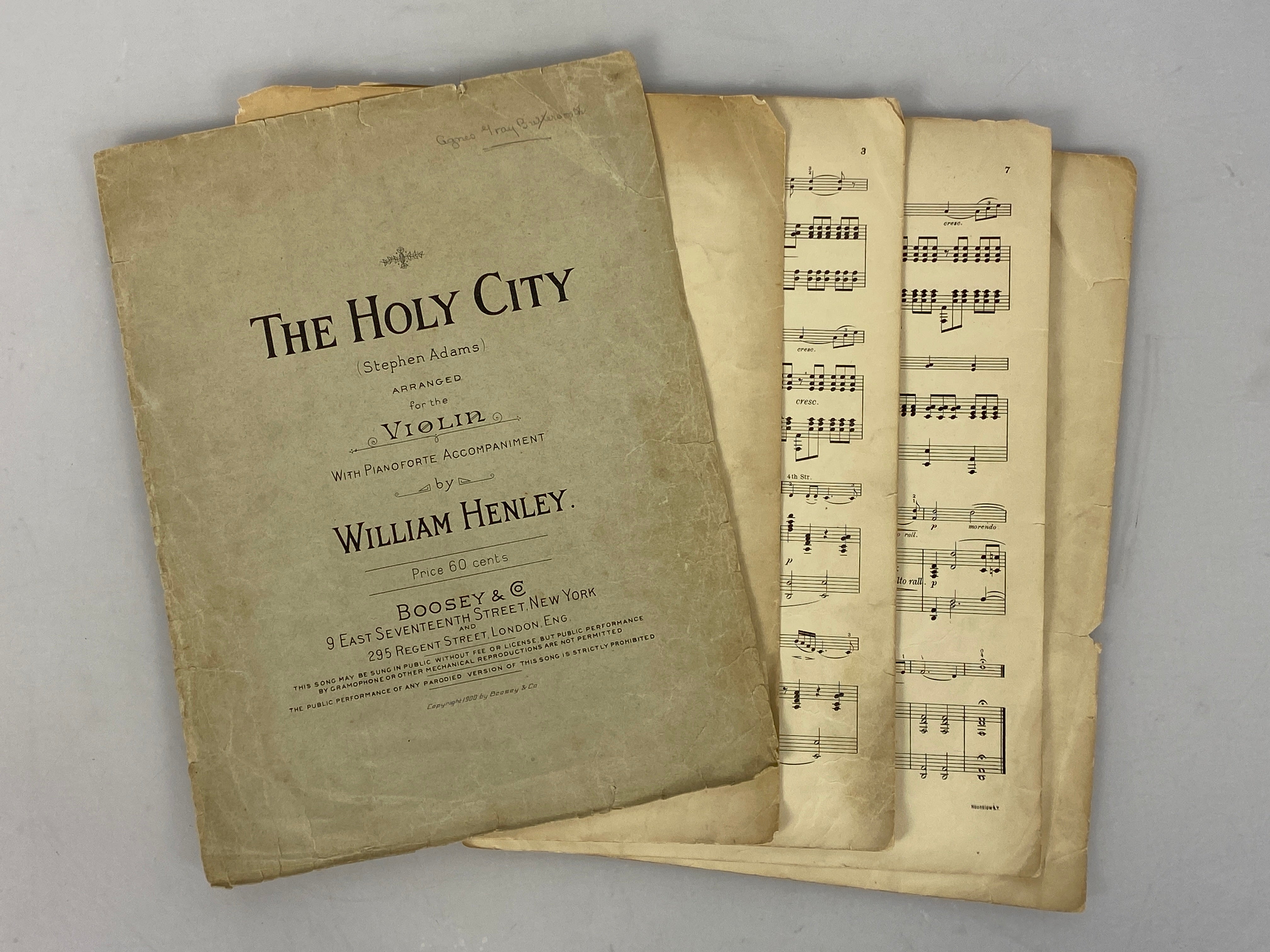 Lot of Antique Violin Music: The Artistic Violinist/The Holy City 1900-1913