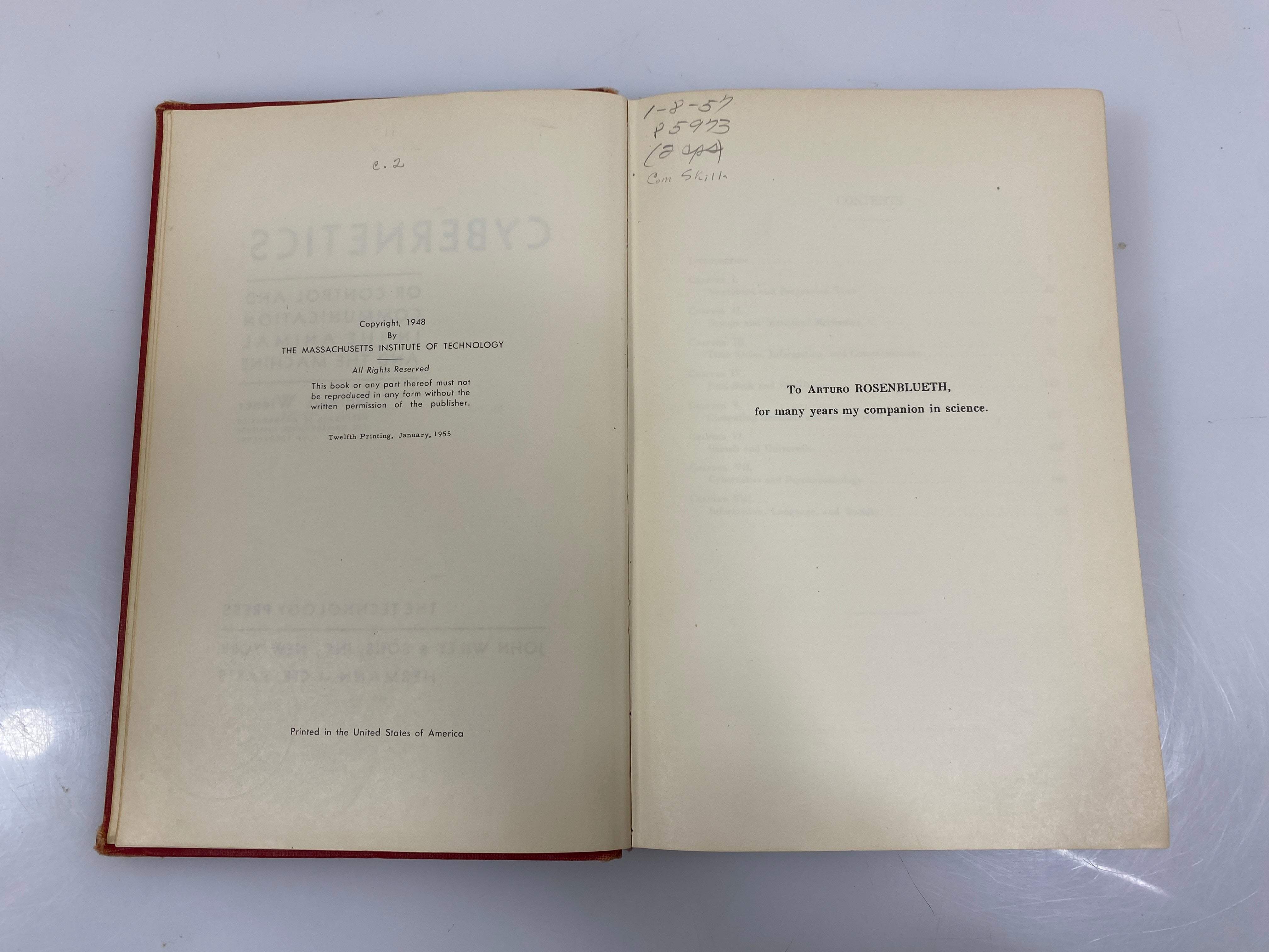 Cybernetics by N. Wiener 12th Print 1955 Ex-Library HC