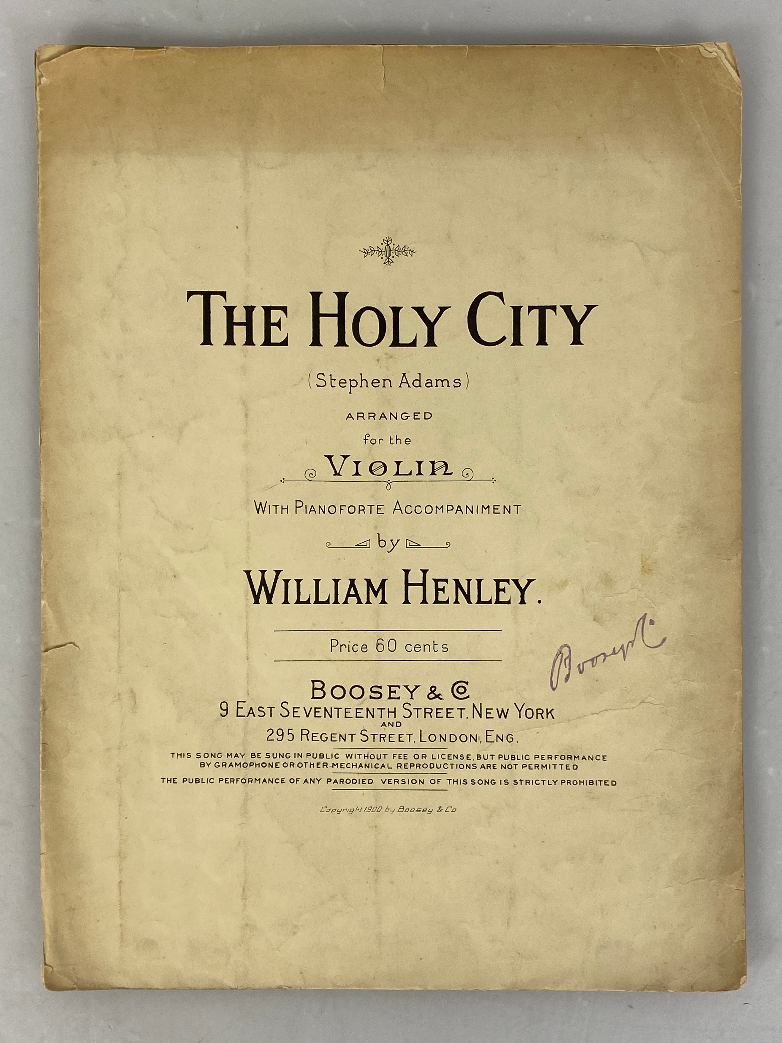 Lot of Antique Violin Music: The Artistic Violinist/The Holy City 1900-1913