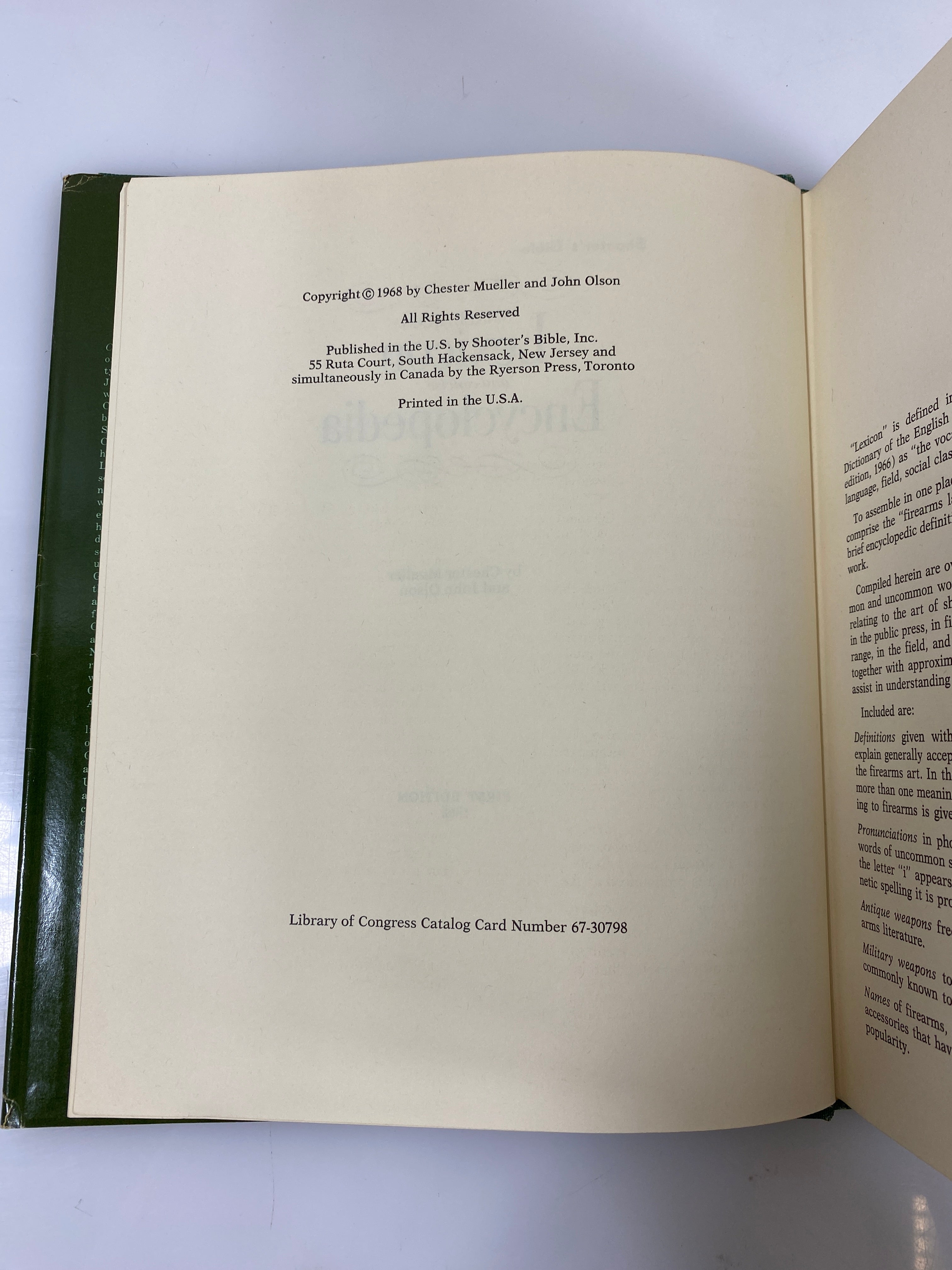 Shooter's Bible Small Arms Lexicon and Encyclopedia Mueller/Olson 1968 HCDJ