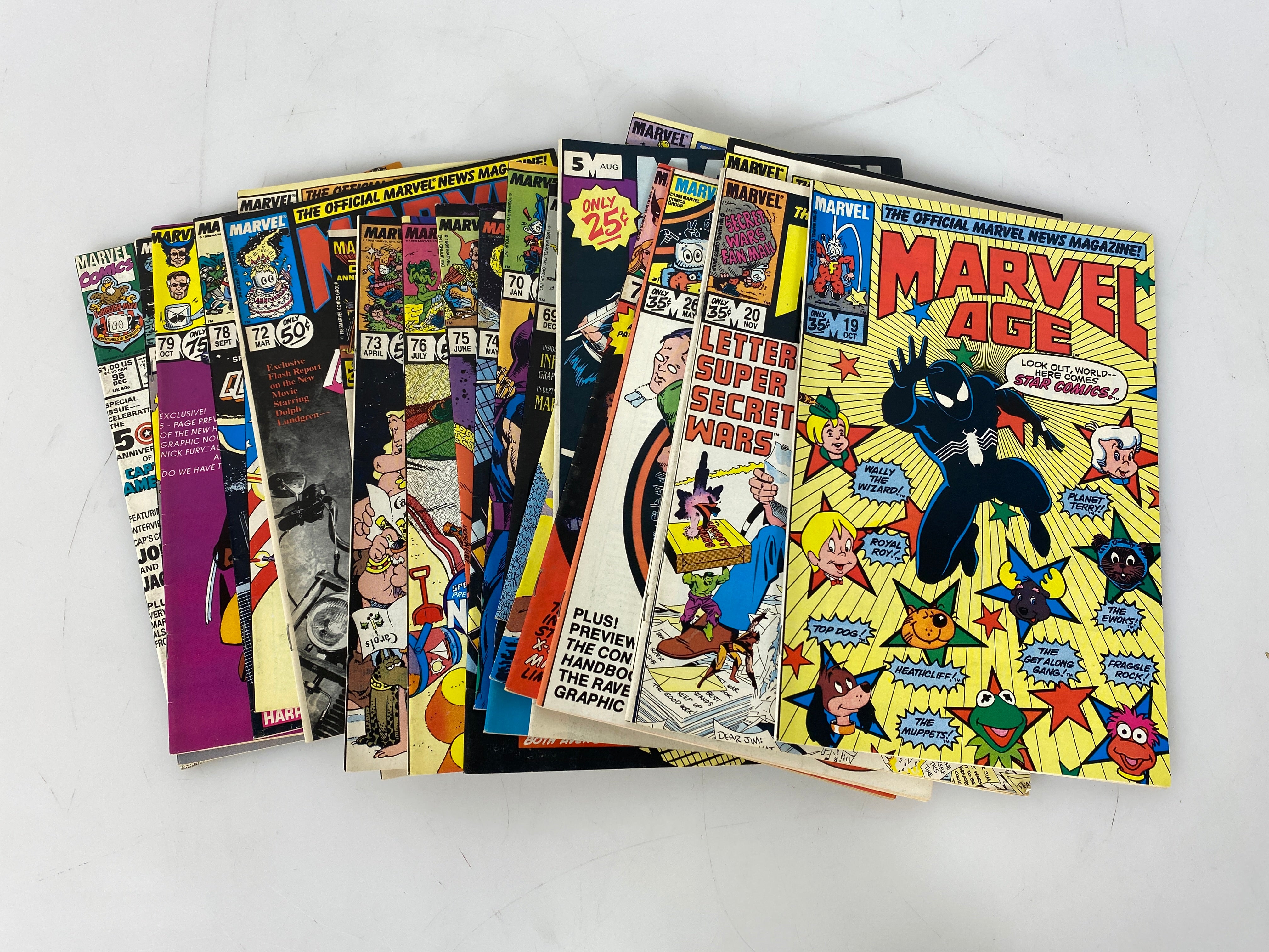 Lot of 25 Marvel Age Comic Magazines 1983-1990