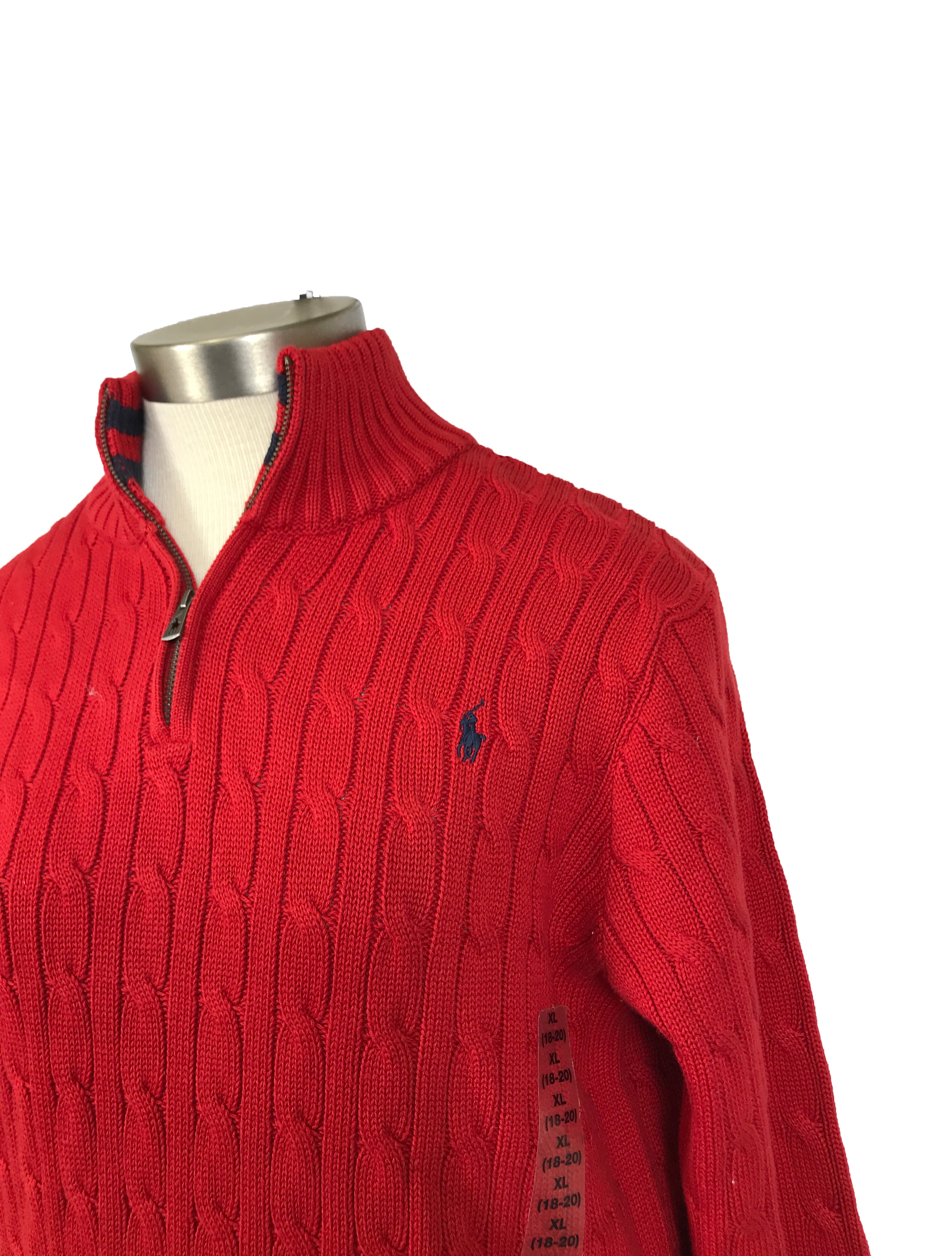 Polo Ralph Lauren Red Quarter Zip Sweater Kids' Size XL (18-20)