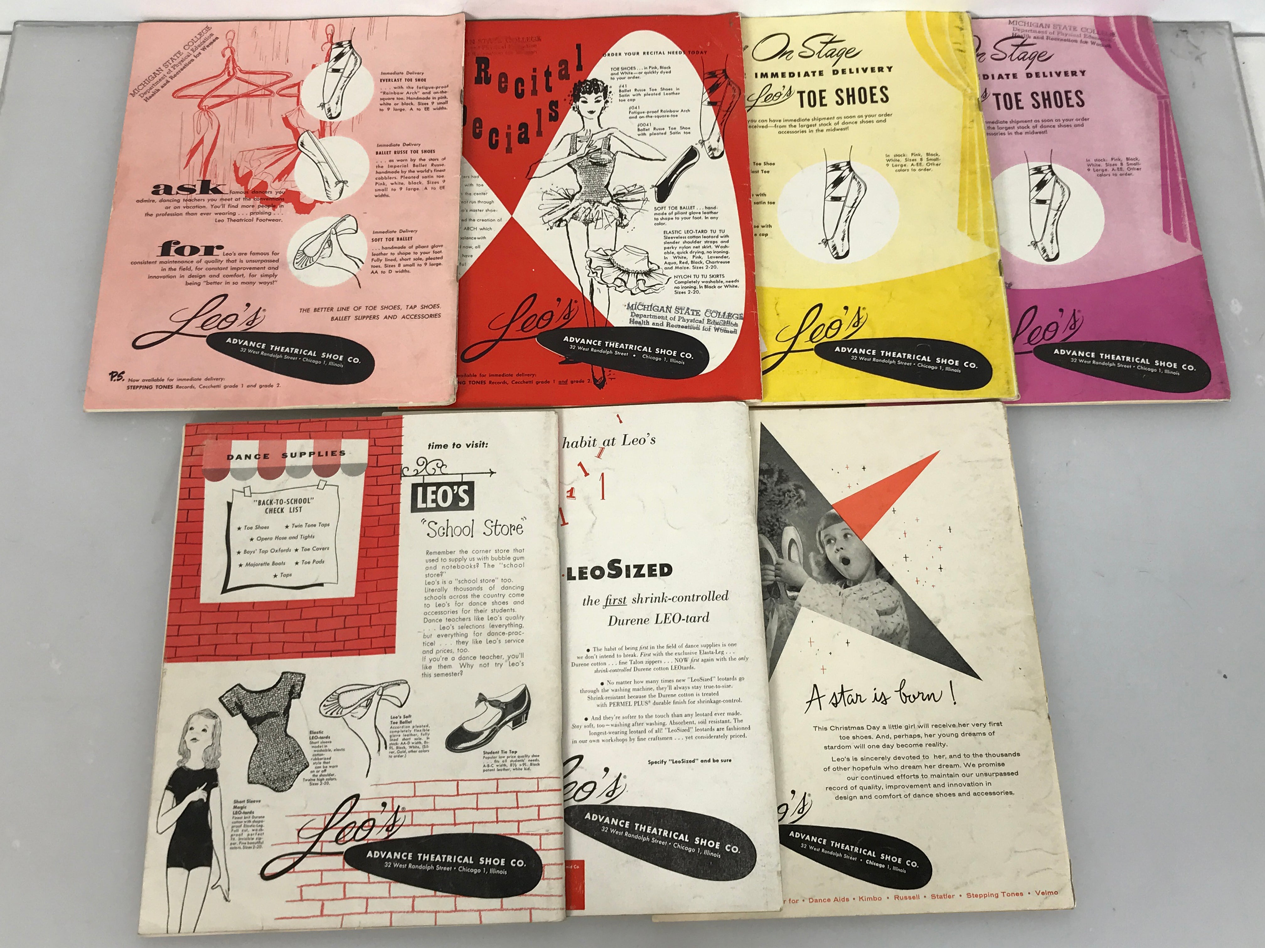 Lot of 7 DANCE MAGAZINE 1954 Including Picasso Cover, Balanchine, Martha Graham, Leslie Caron, Ray Bolger SC