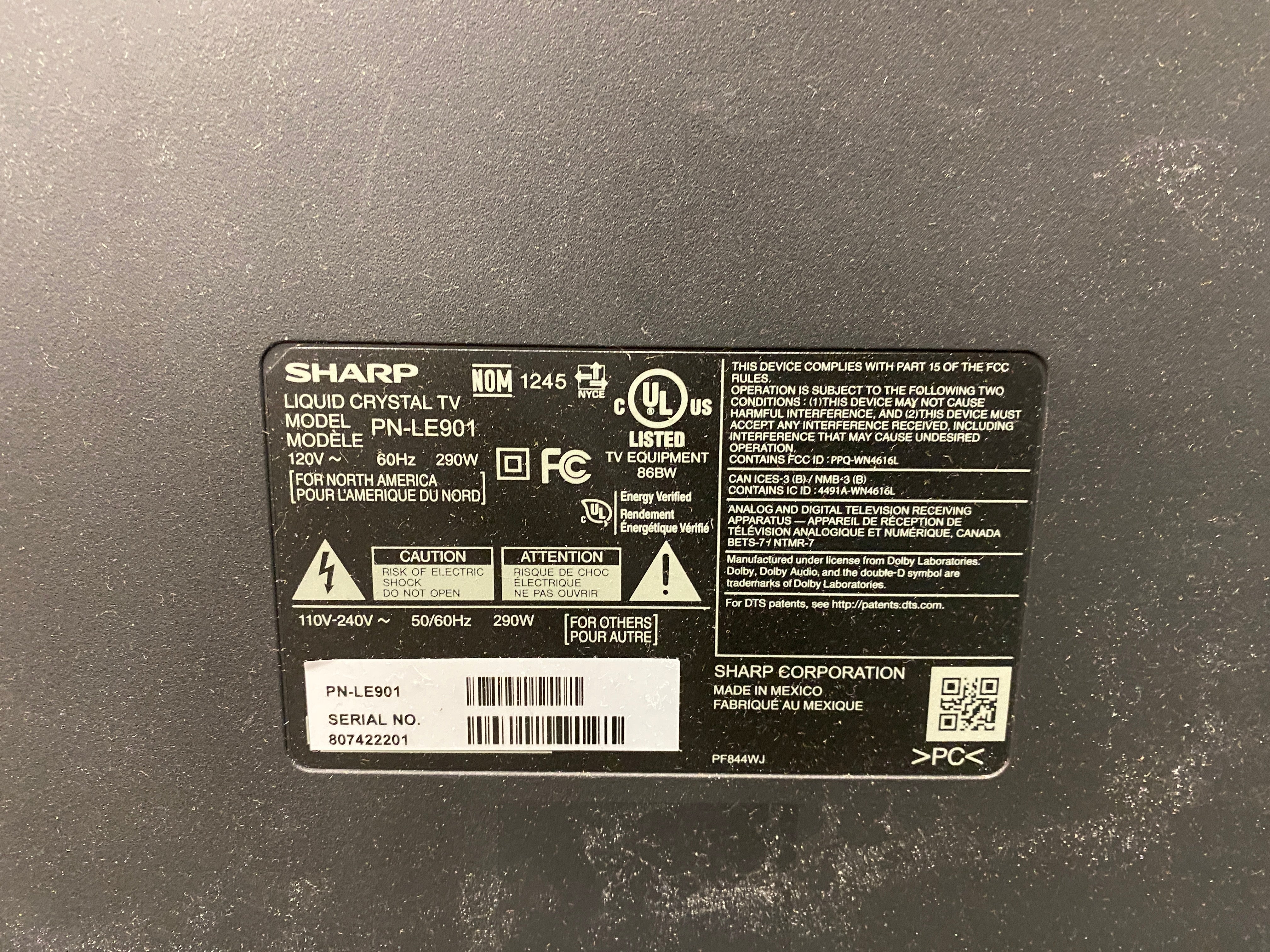 Sharp Aquos PN-LE901 90" LCD TV #2