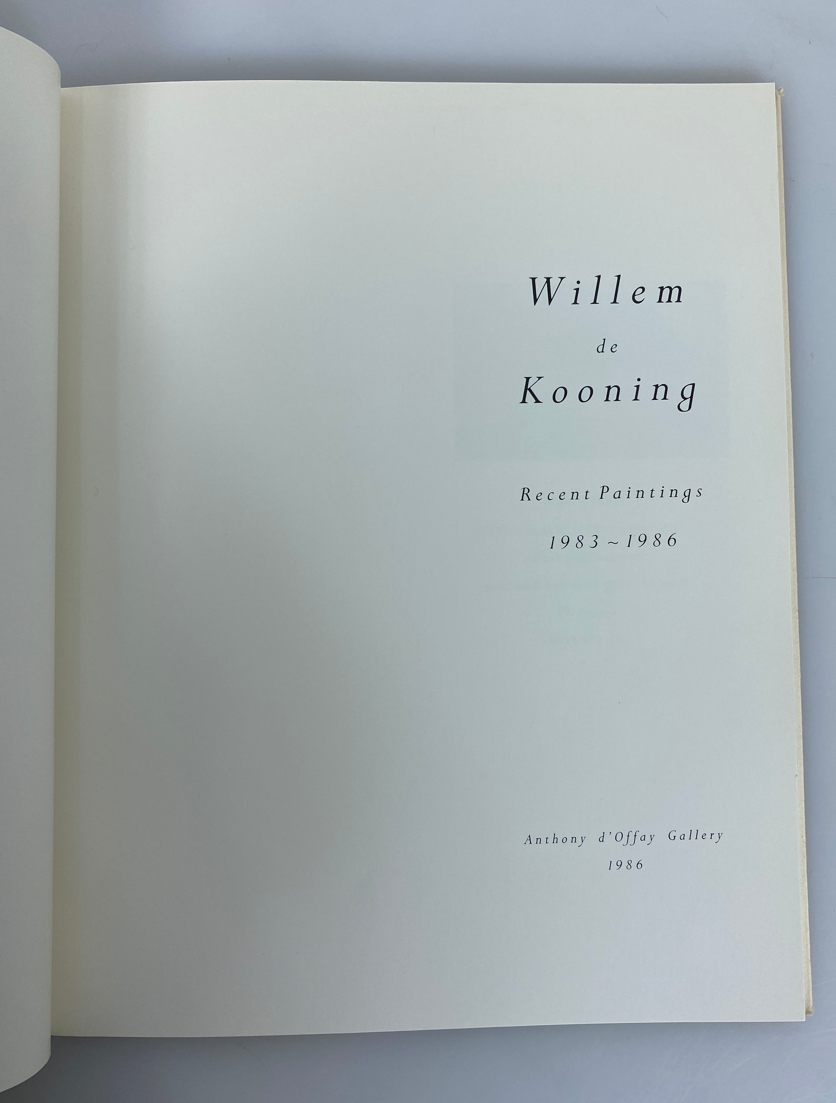 2 Willem de Kooning: by Thomas Hess MOMA/Recent Paintings 1983-1986 SC