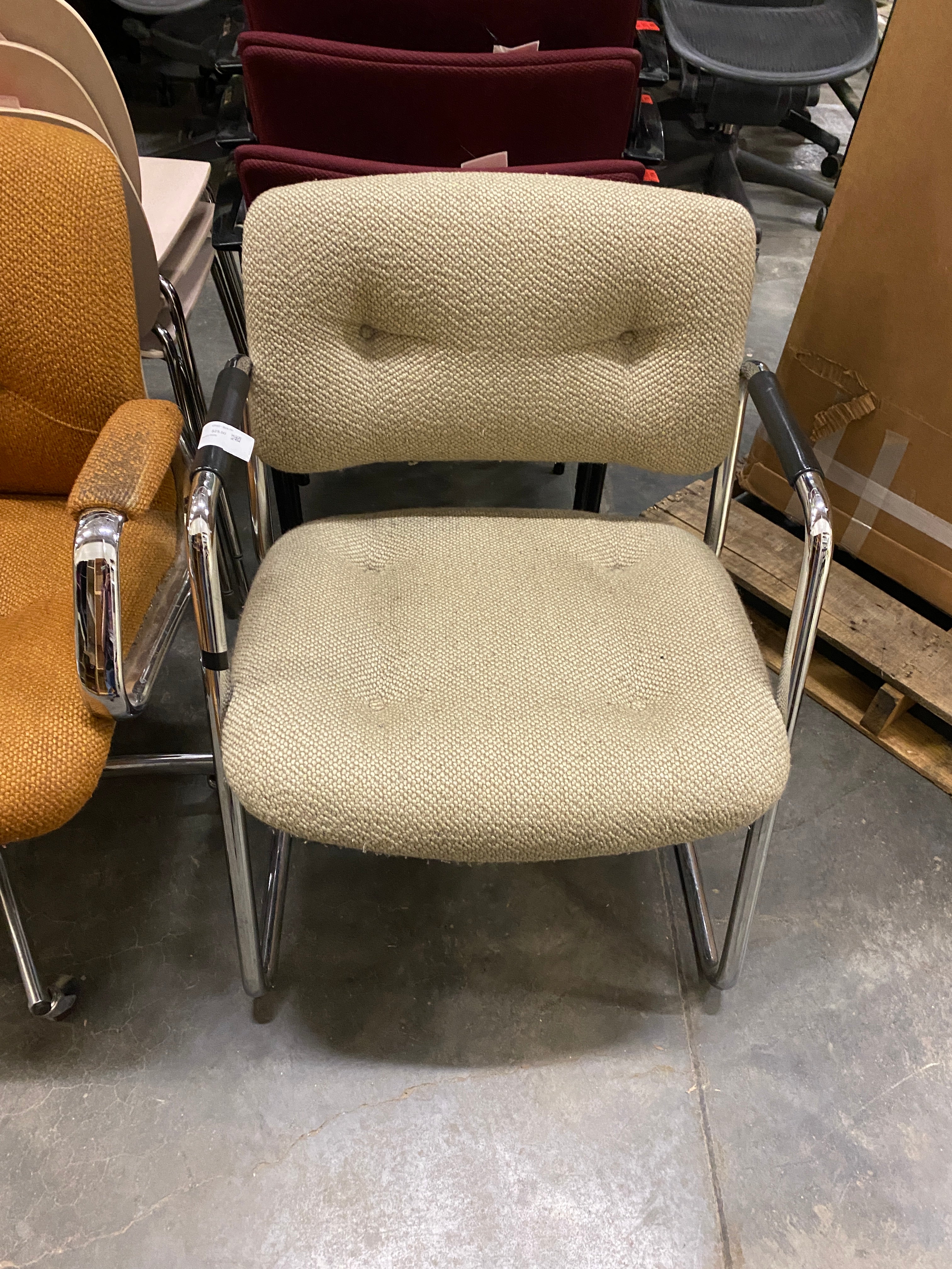 Beige Tweed Waiting Chair