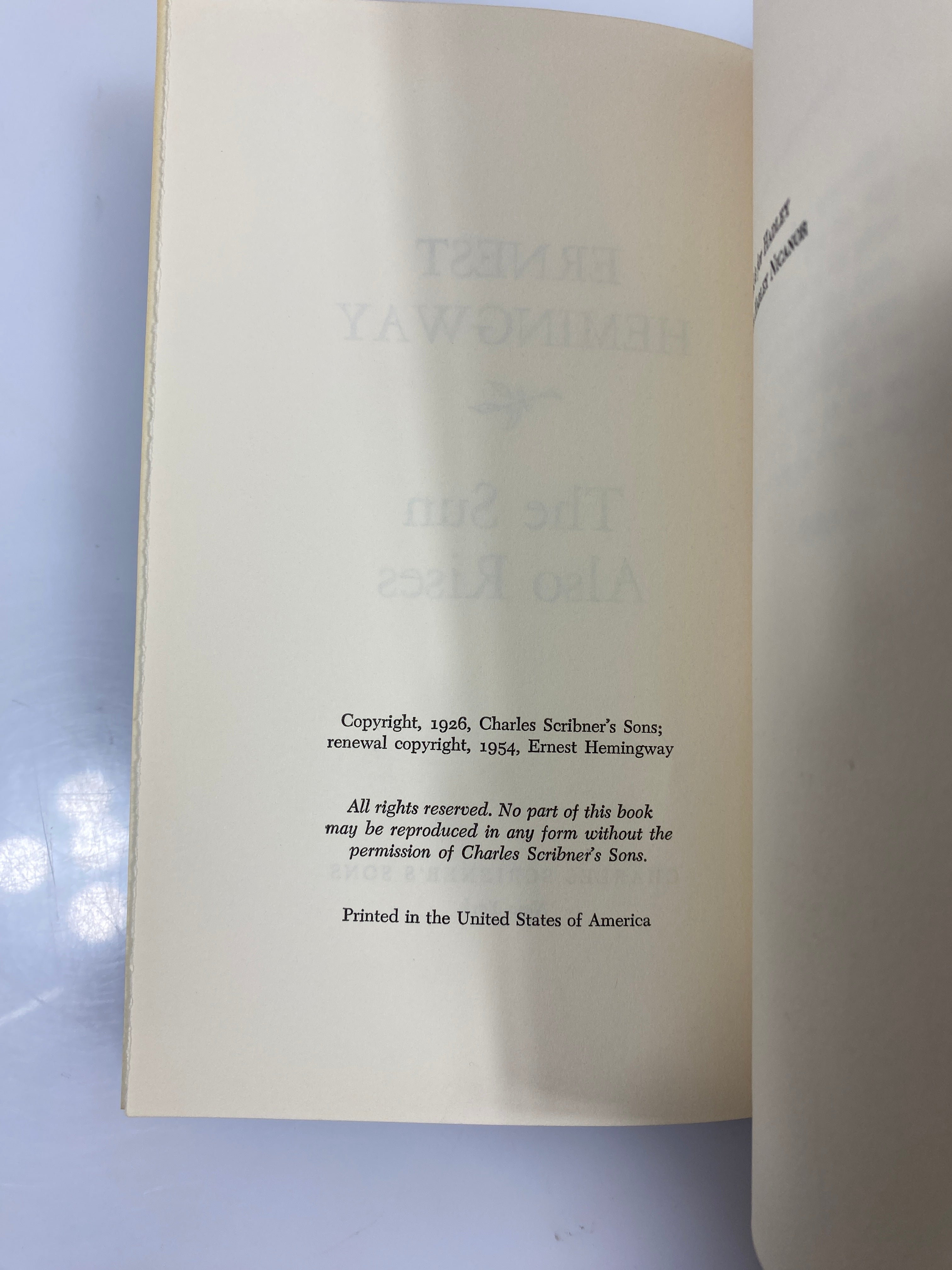 The Sun Also Rises by Hemingway Charles Scribner's Sons 1954 HC
