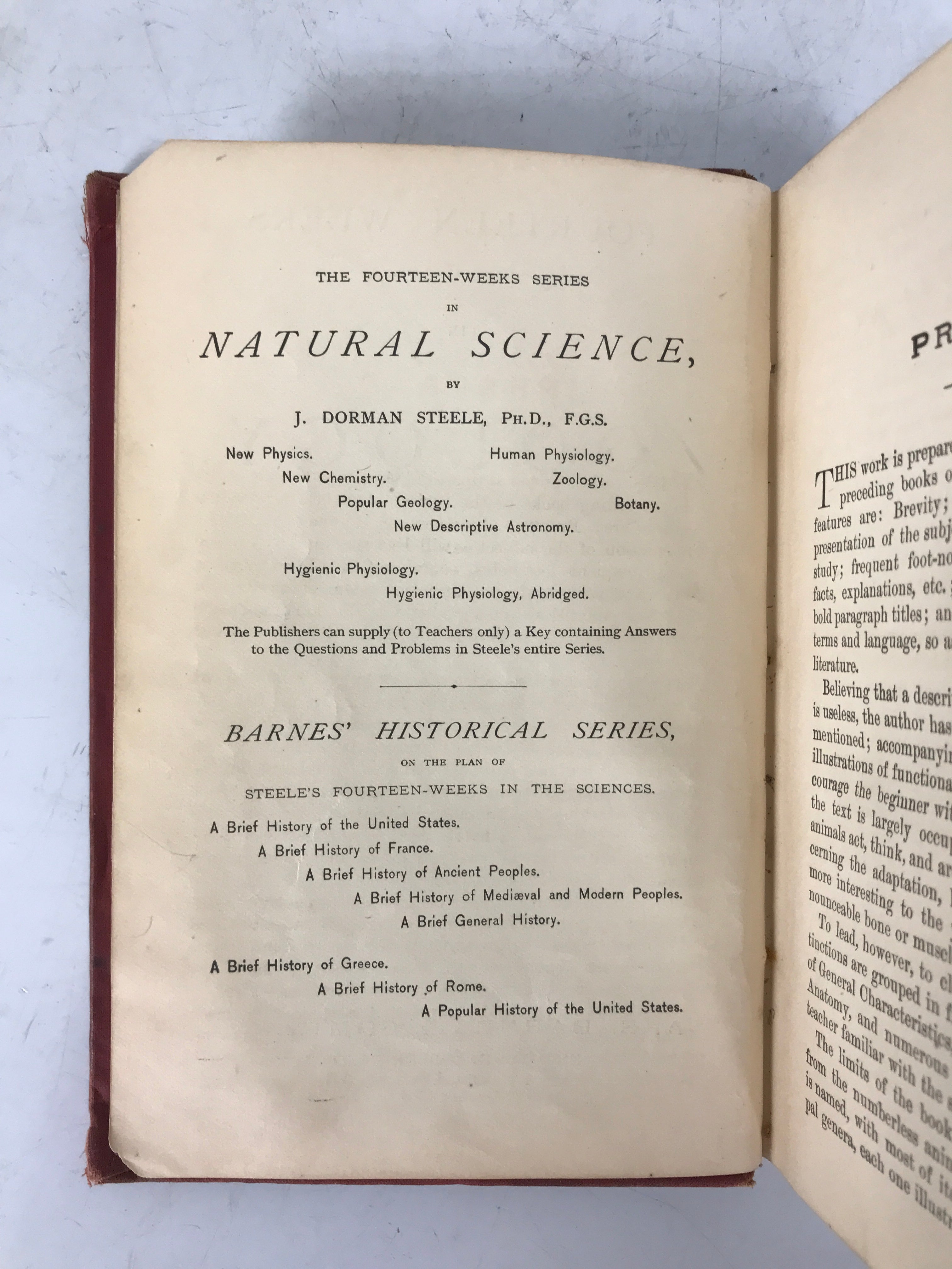 Fourteen Weeks in Zoology by Steele 1876 1st Ed Antique HC