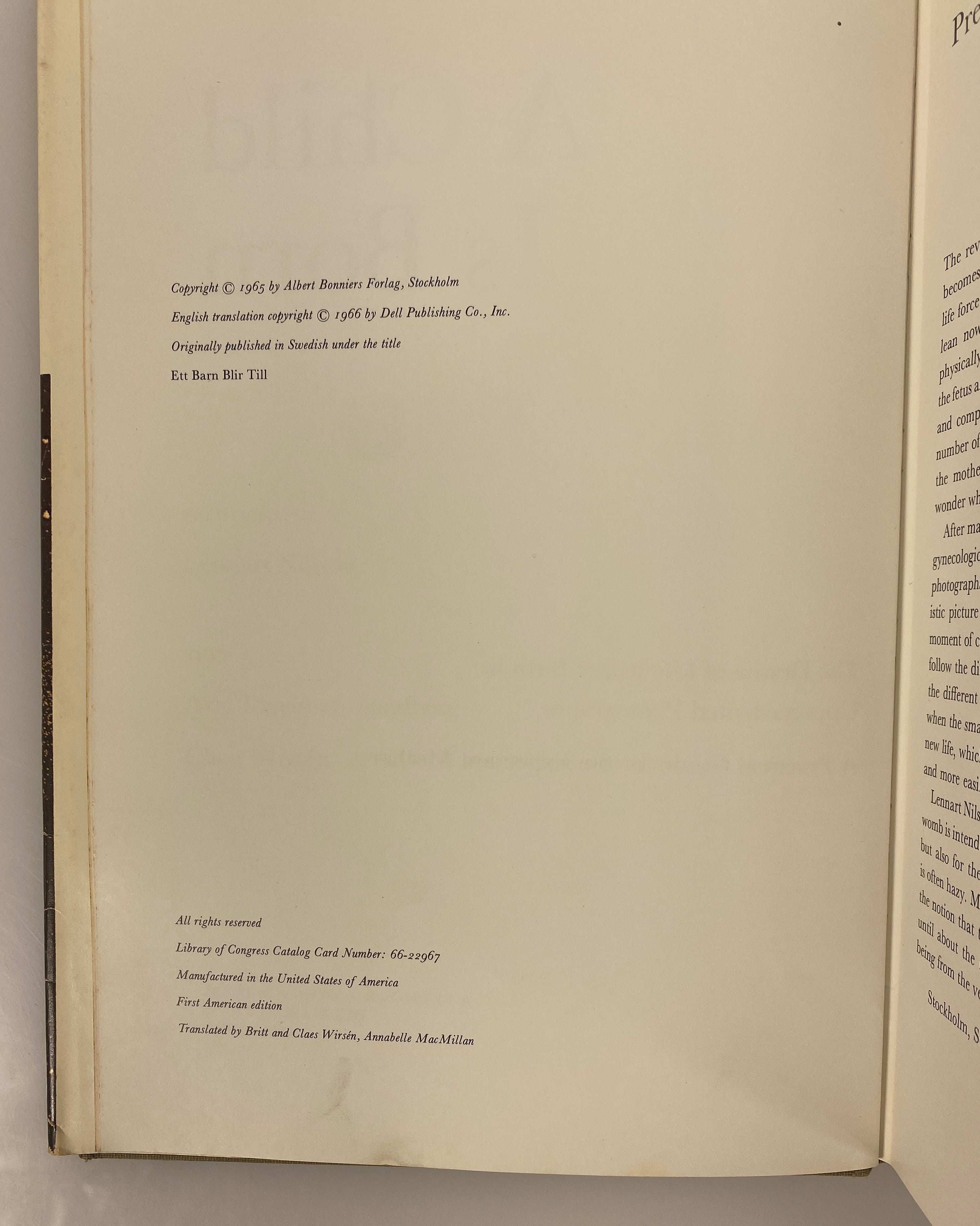 A Child is Born by Lennart Nilsson 1966 First English Edition HCDJ