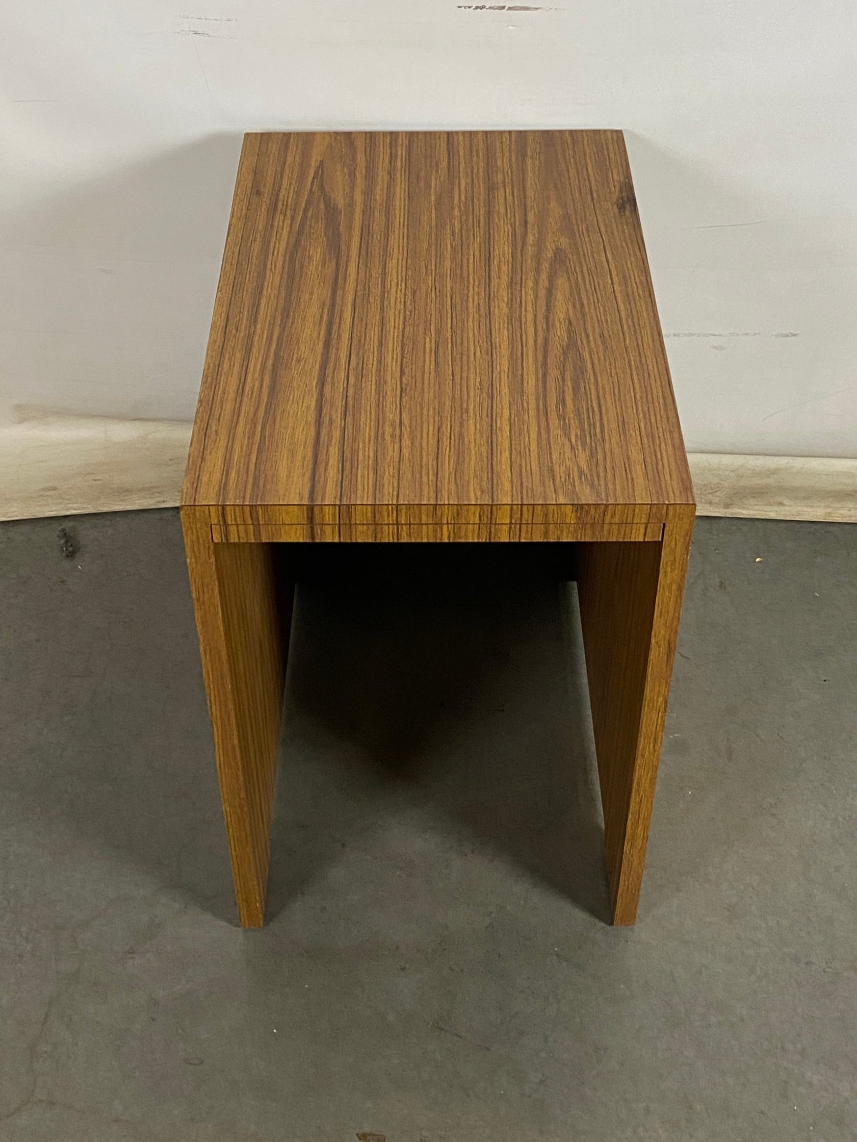 Dark Wood Nightstand with Pull Out Shelf