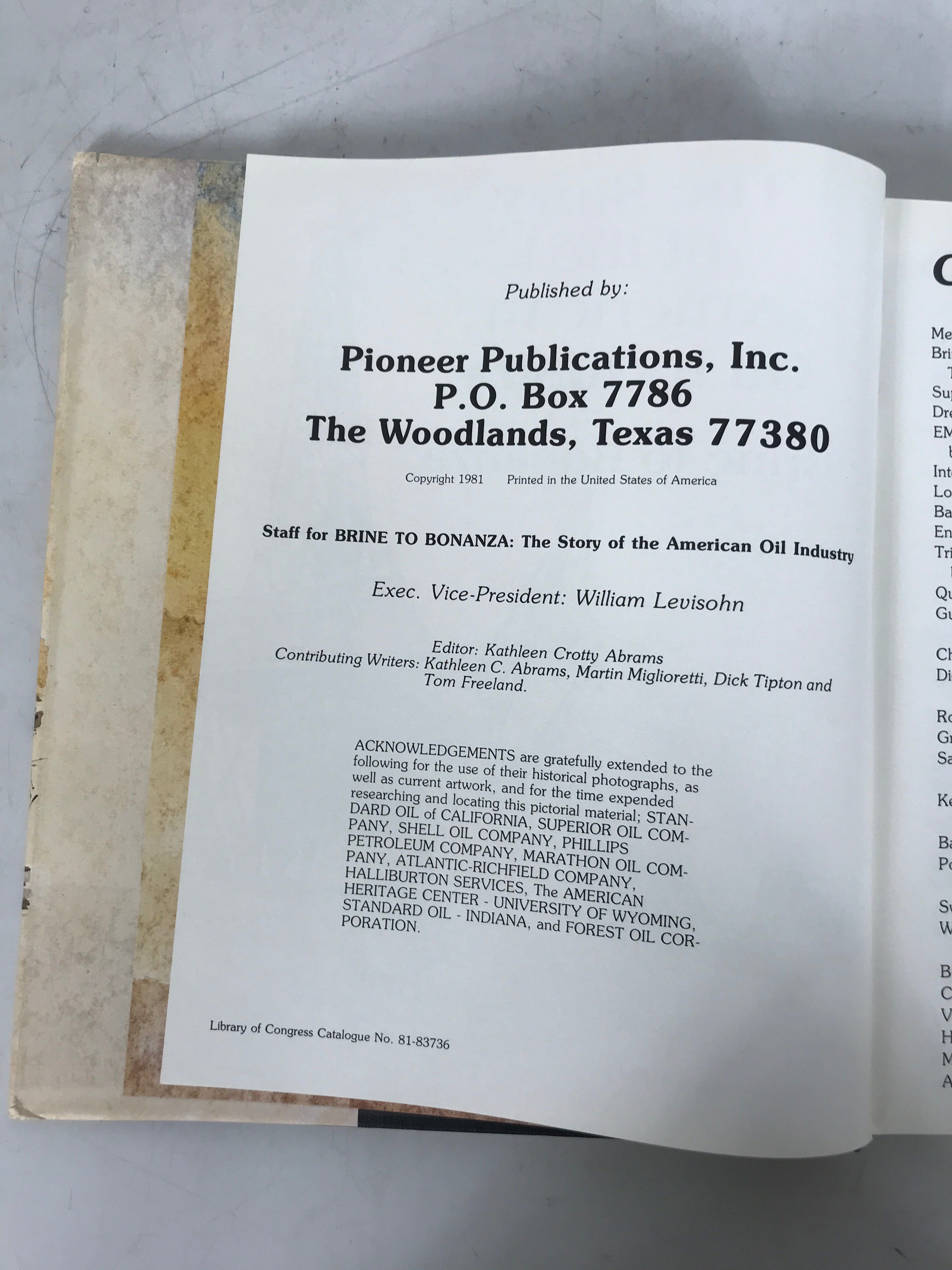 The Story of the American Oil Industry "Brine to Bonanza" 1981 HCDJ