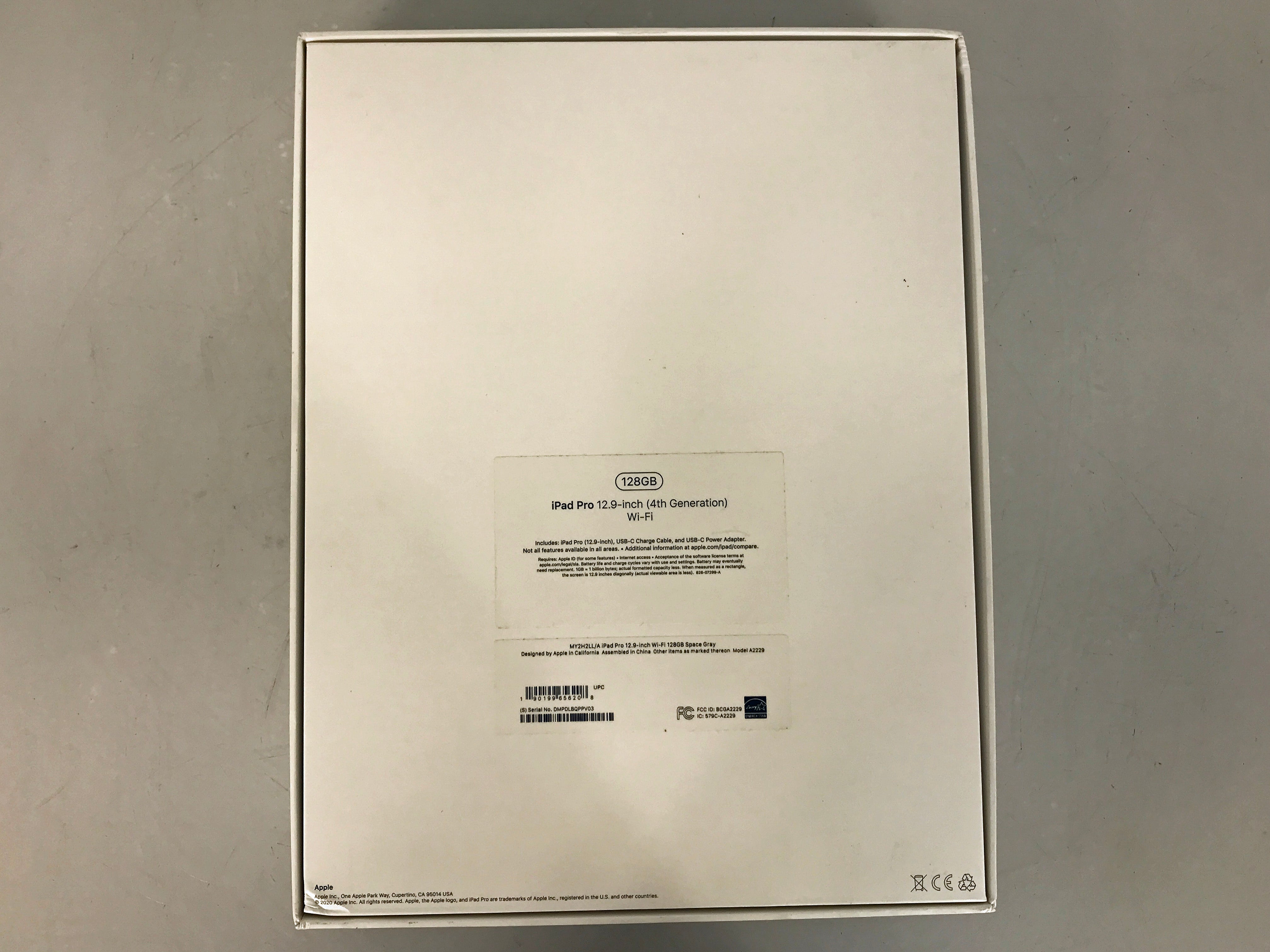 Apple iPad Pro 12.9" 4th Gen 128gb Space Gray Box *EMPTY BOX ONLY*