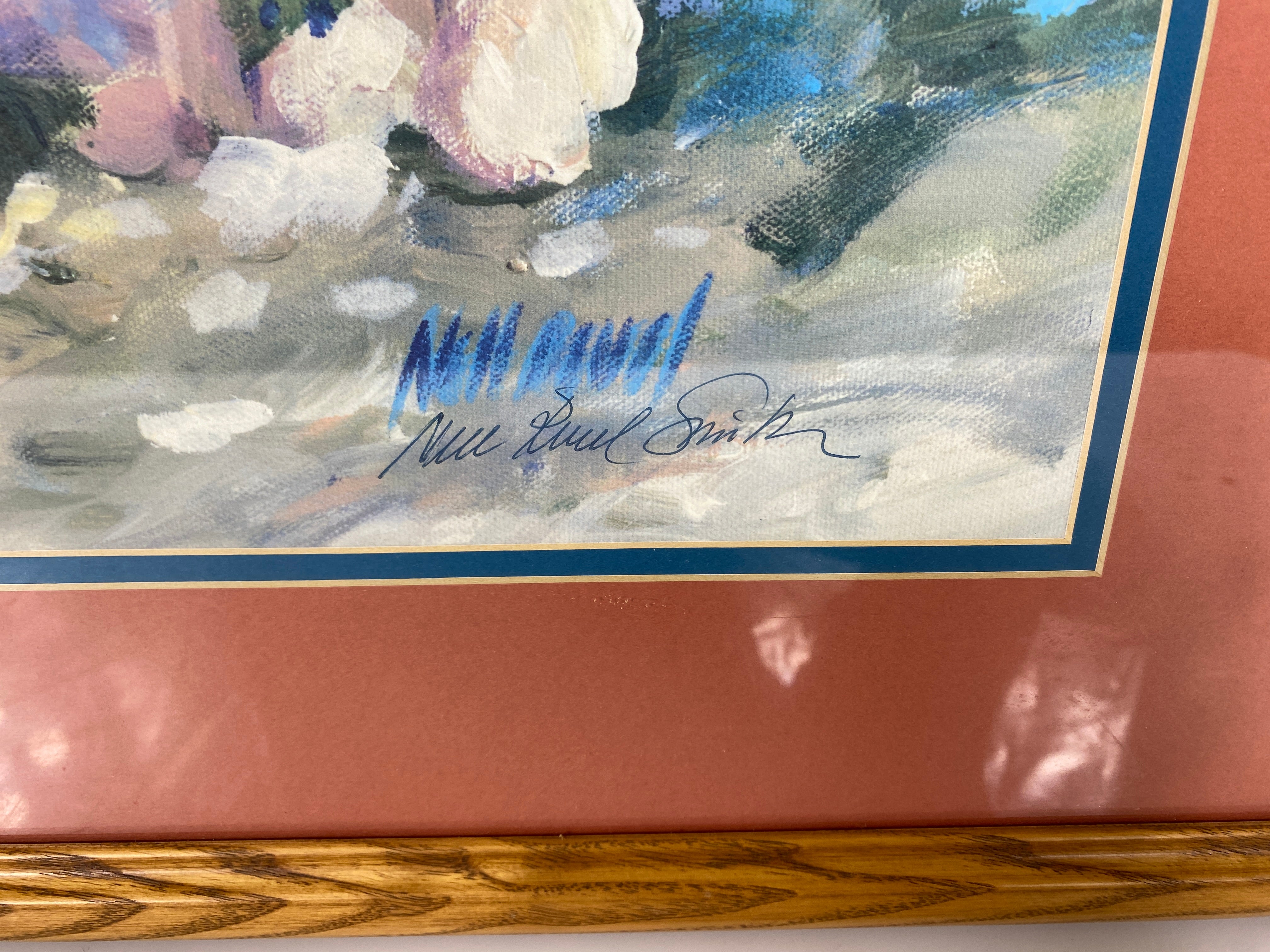 "Farmhouse Landscape" by Nell Revel Smith Painting in Wood and Canvas Frame