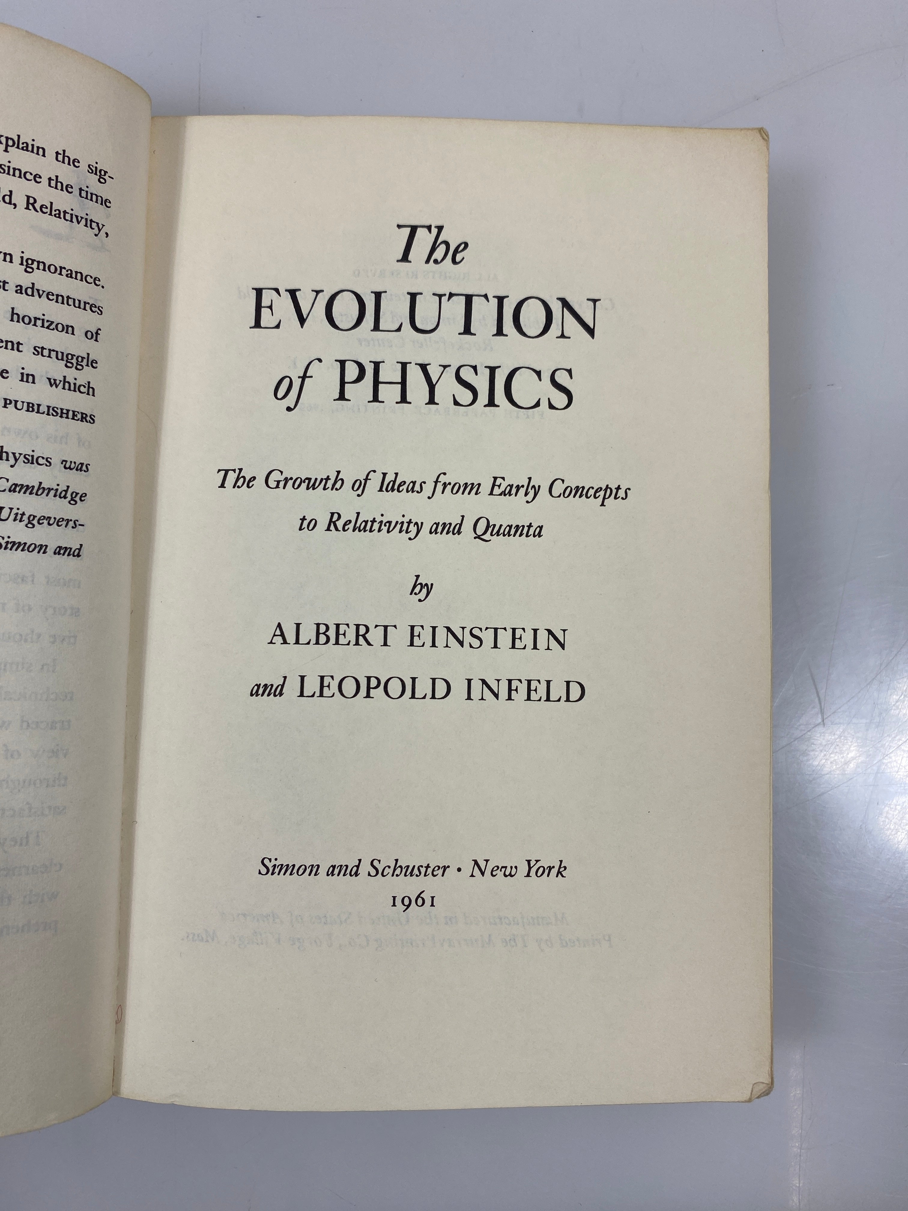 The Evolution of Physics by Einstein & Infeld 1965 SC