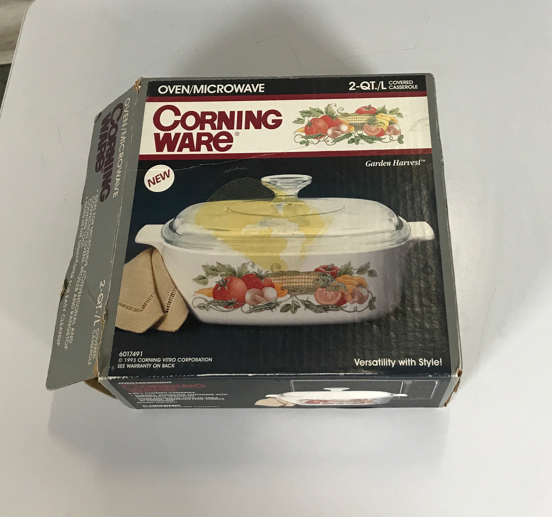 Rare Corning Ware Garden Harvest 2 QT Square Casserole Baking Dish