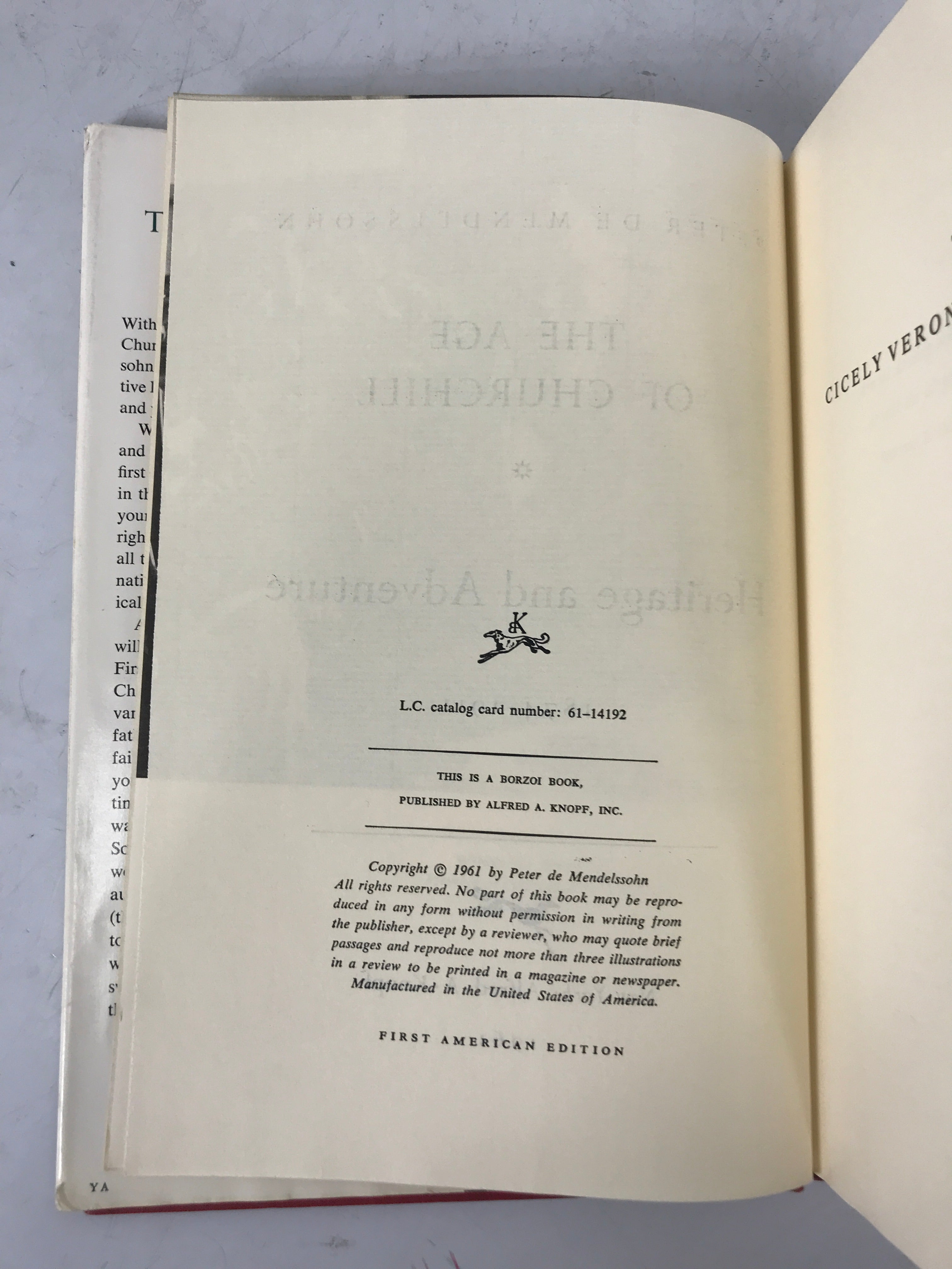 The Age of Churchill Heritage & Adventure Mendelssohn 1961 1st US Ed