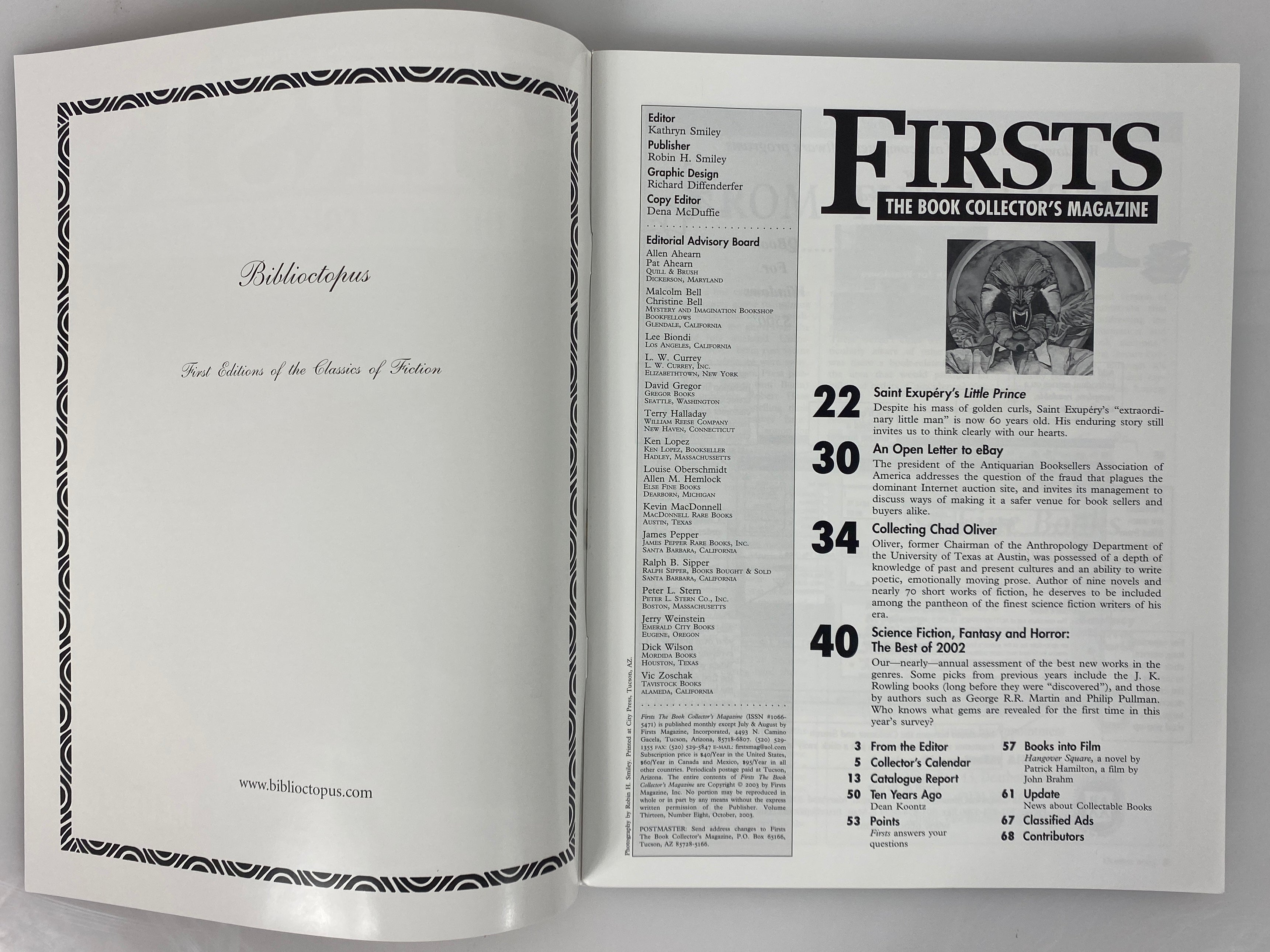 Lot of 10 Firsts Book Collector's Magazine (2003 Full Year)