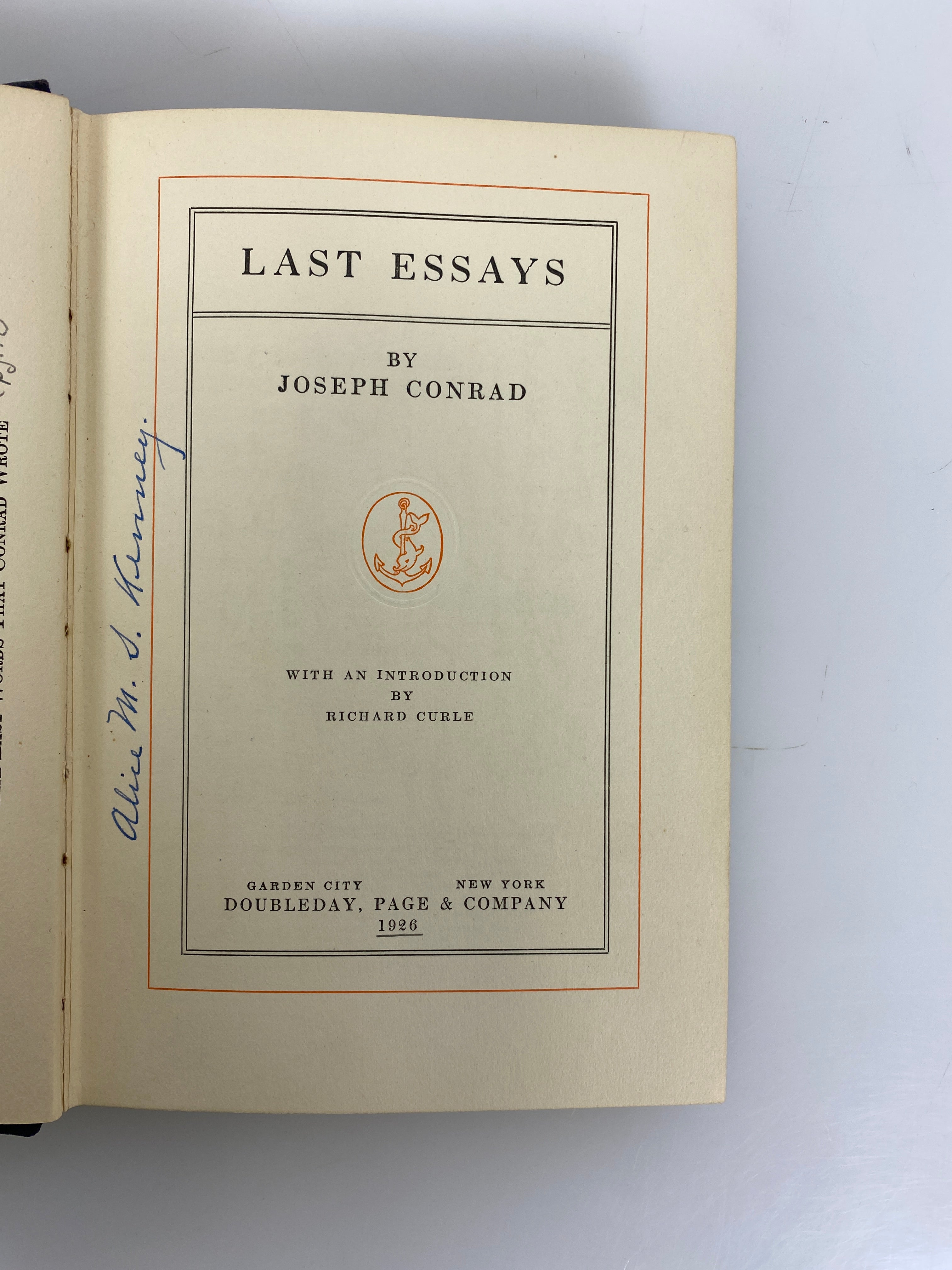 2 Joseph Conrad First Editions: Last Essays/Tales of Hearsay 1925-26 HC