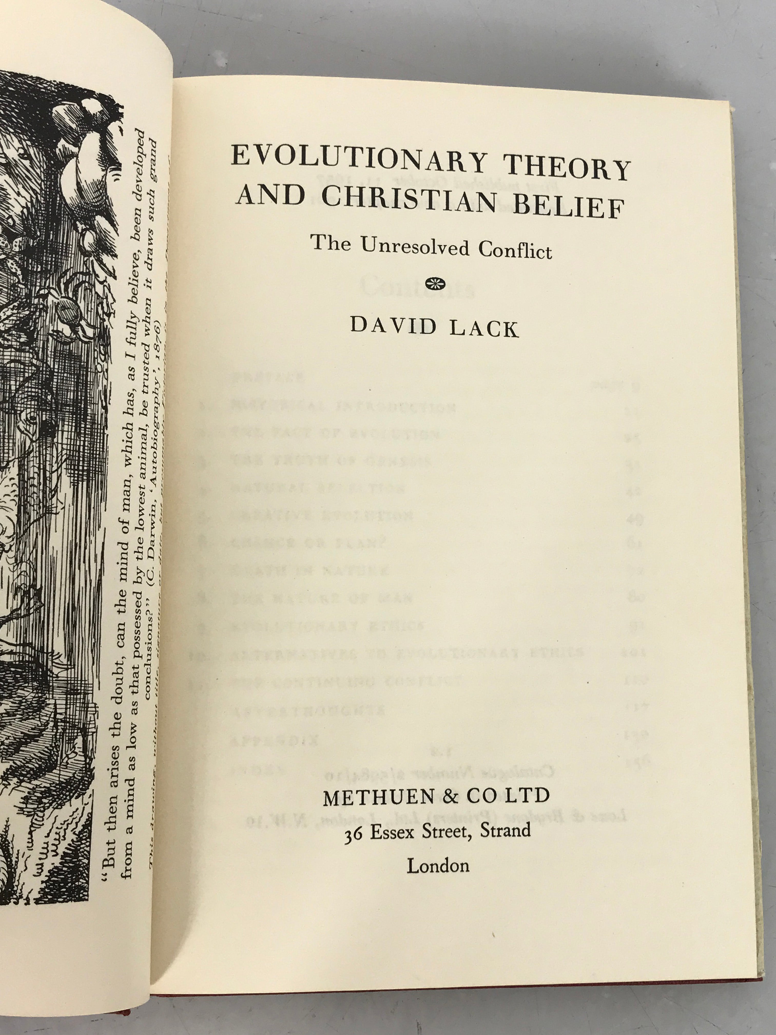 Evolutionary Theory & Christian Belief David Lack 1961 HC DJ