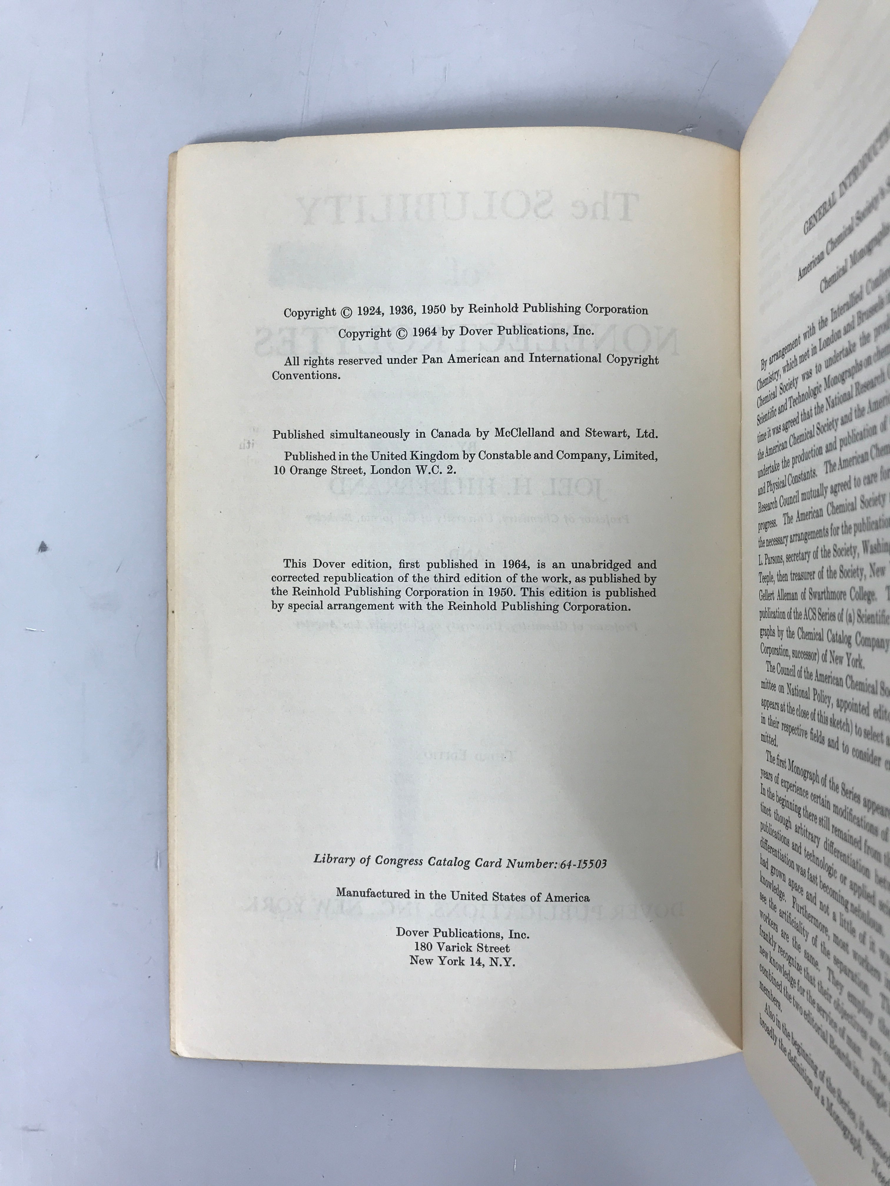 The Solubility of Nonelectrolytes Hildebrand/Scott 1964 Dover SC