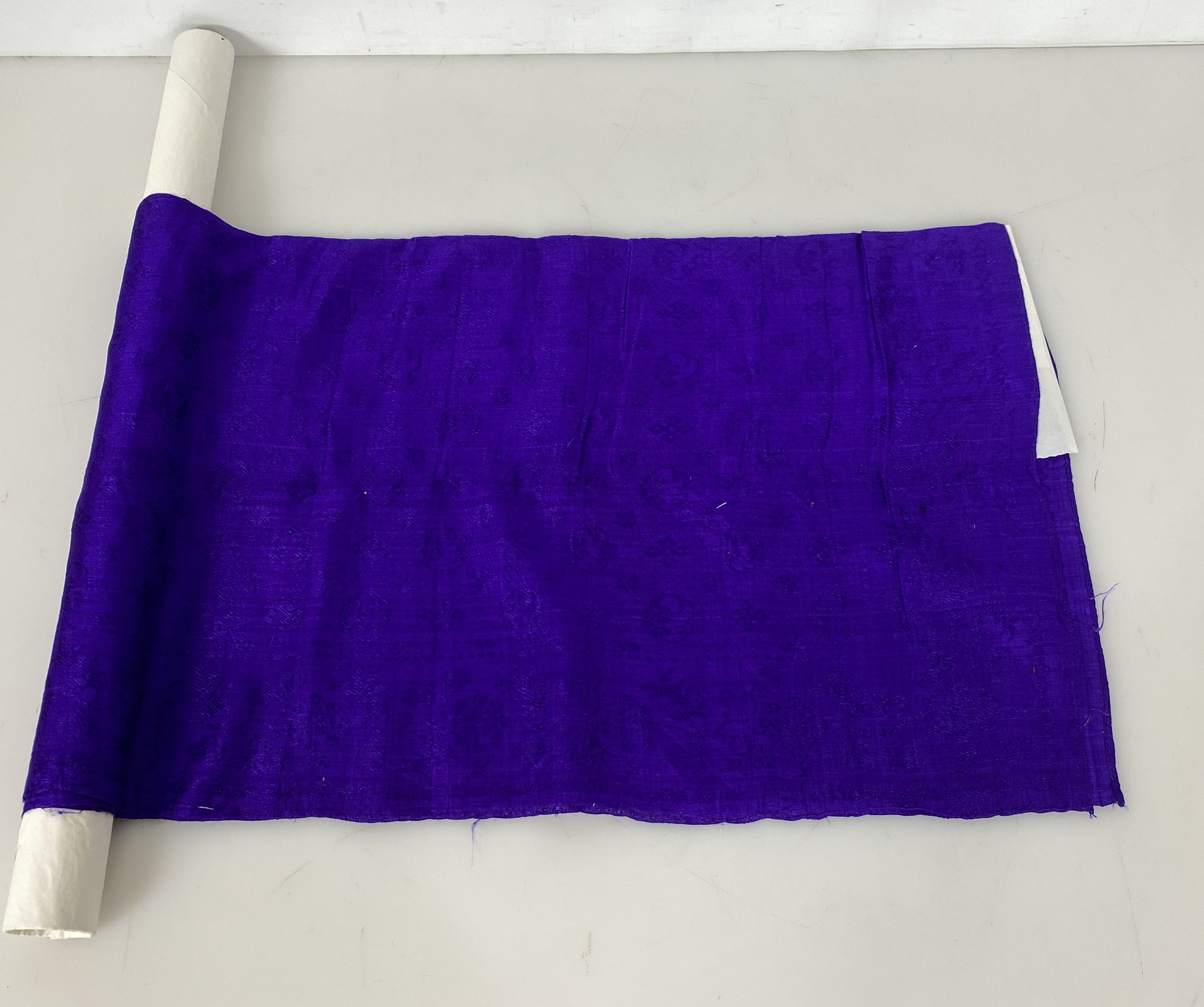 Vintage Chinese Silk Damask Purple 27x28