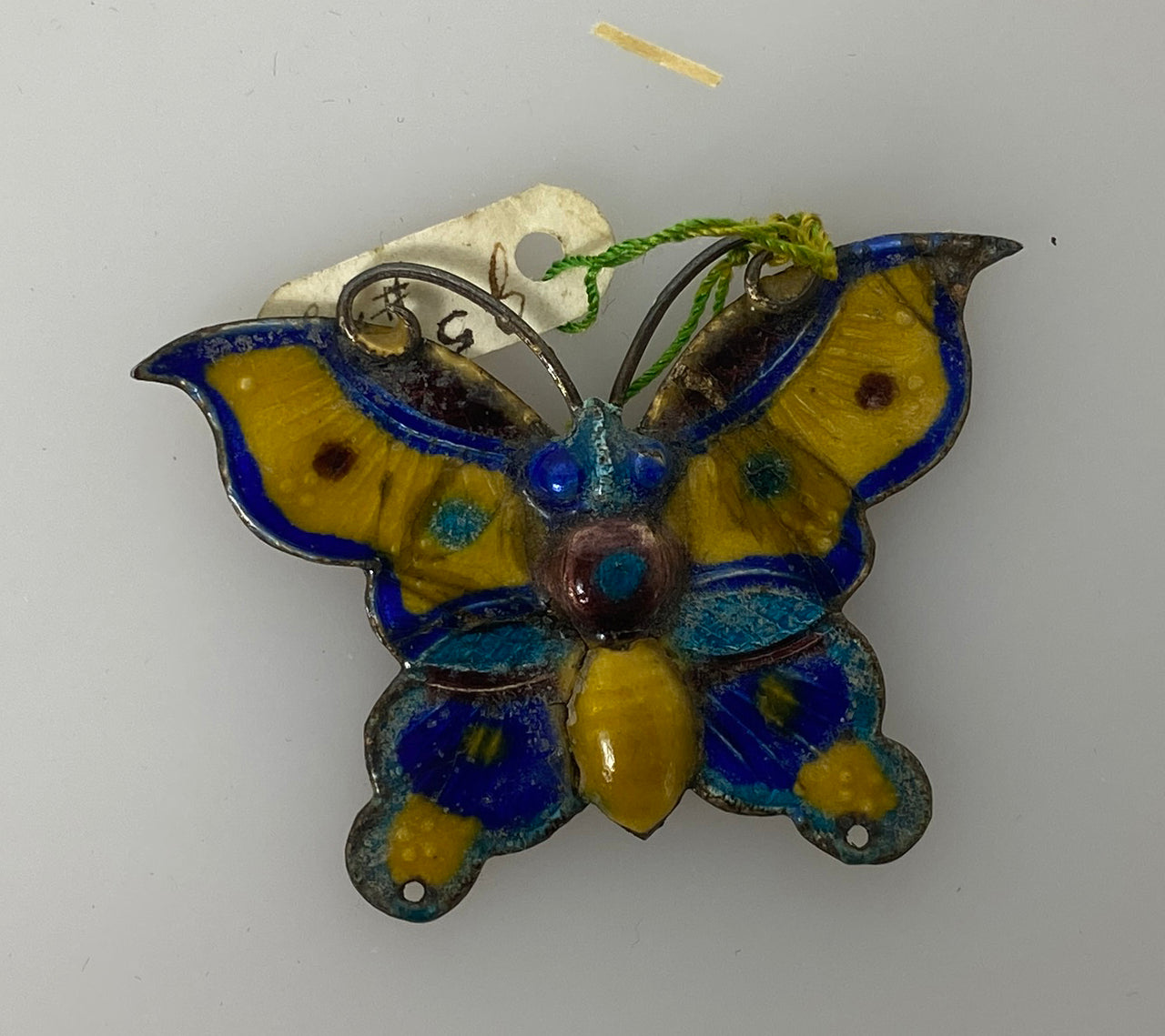 Vintage Chinese Set of Multicolored Enamel Butterfly Pendants (Set of 4)