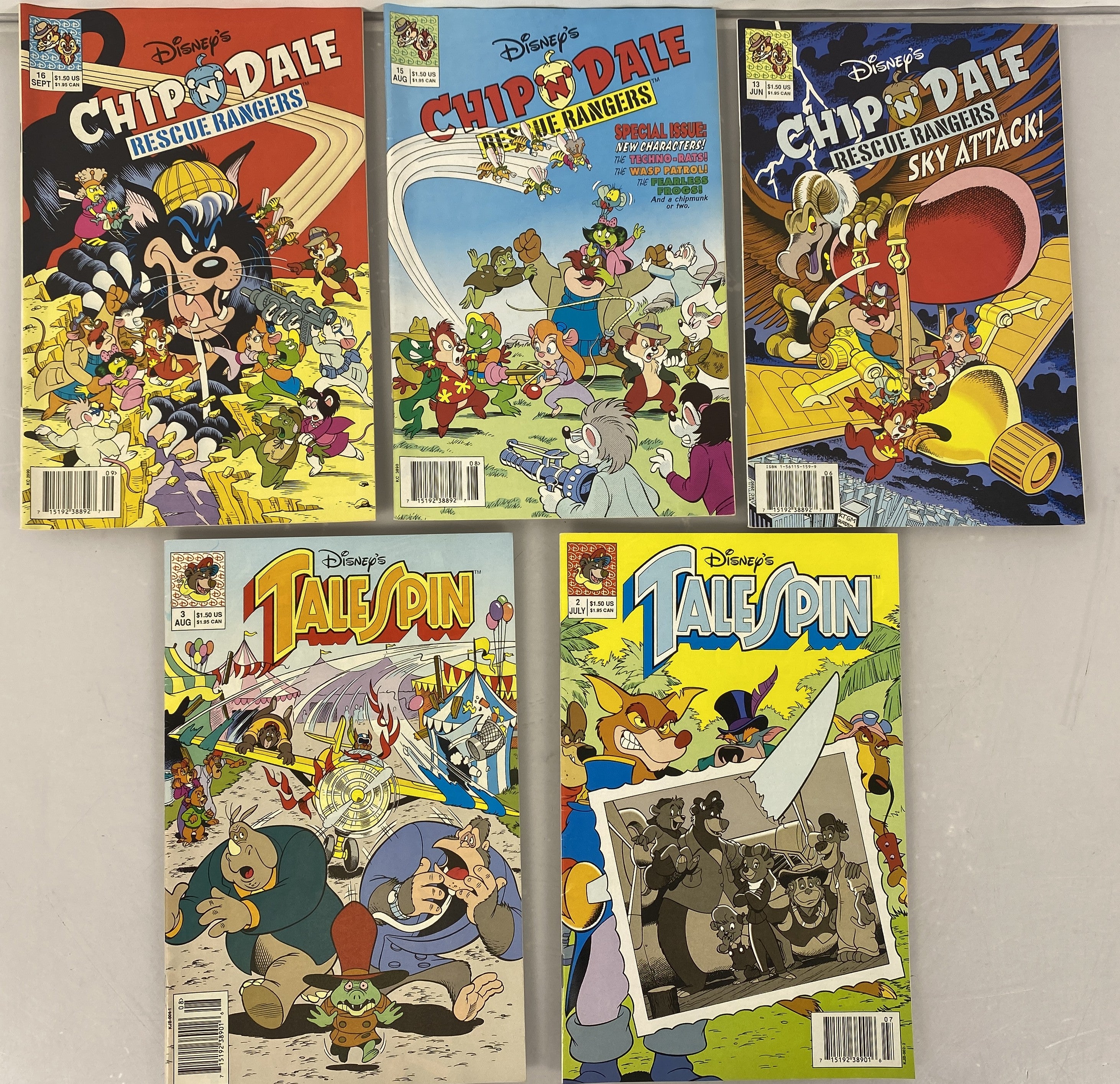 Lot of 5 Tale Spin Chip'n'Dale Rescue Rangers Disney Comics 1990