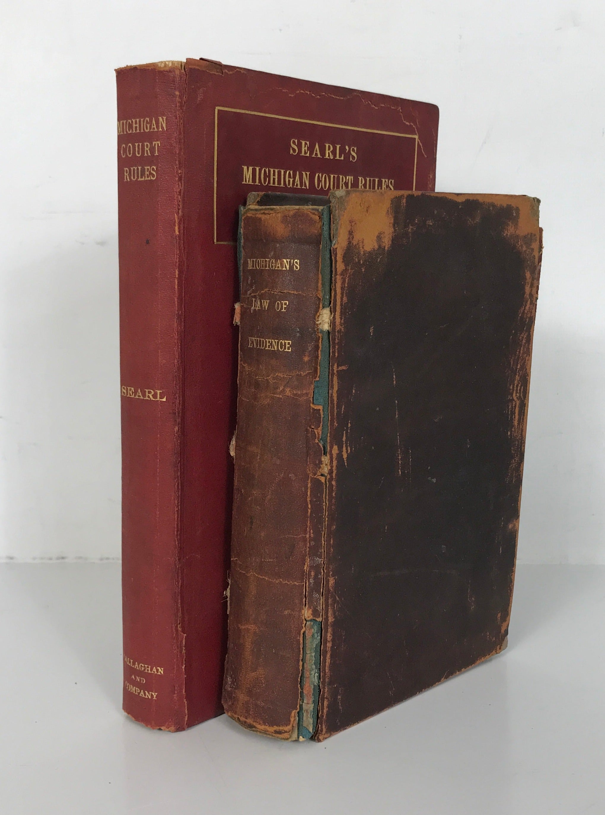 Lot of 2  Michigan Law Books Trask & Searl 1903-1916 Evidence/Court Rules HC