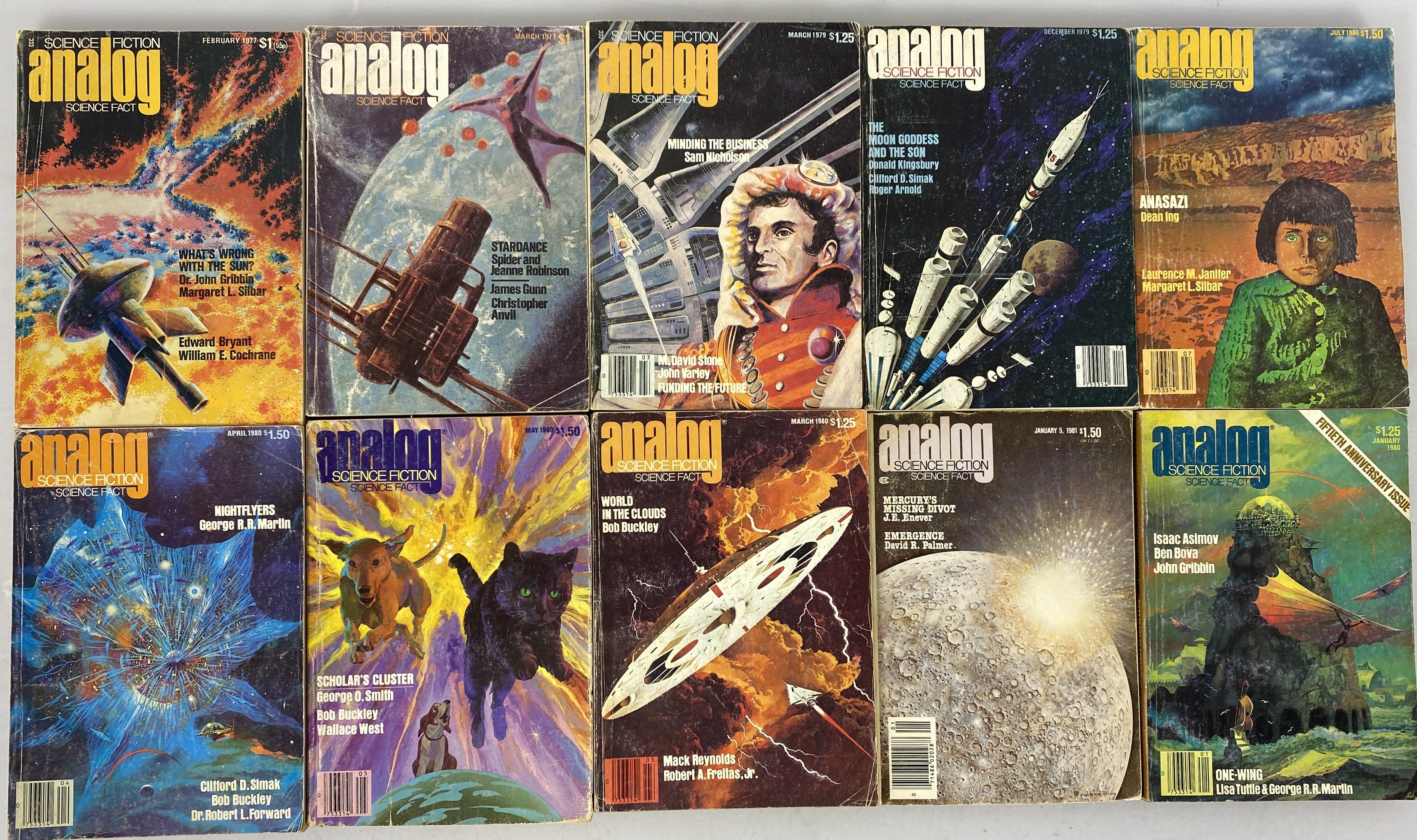 Lot of 10 Analog Science Fiction Magazines 1977-1981