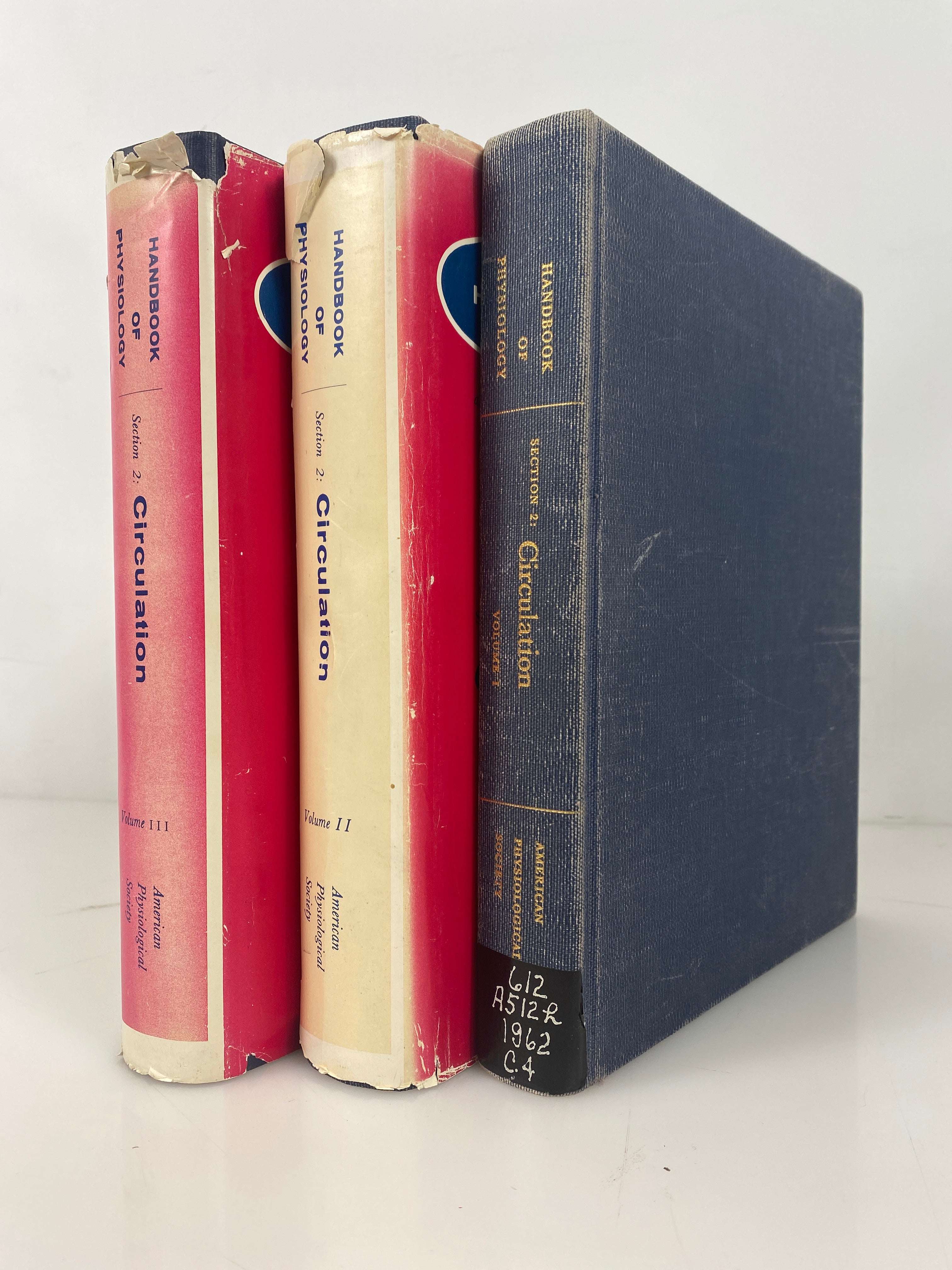 3 Volume Set: Handbook of Physiology Circulation I/II/III 1962-65 HC some DJ