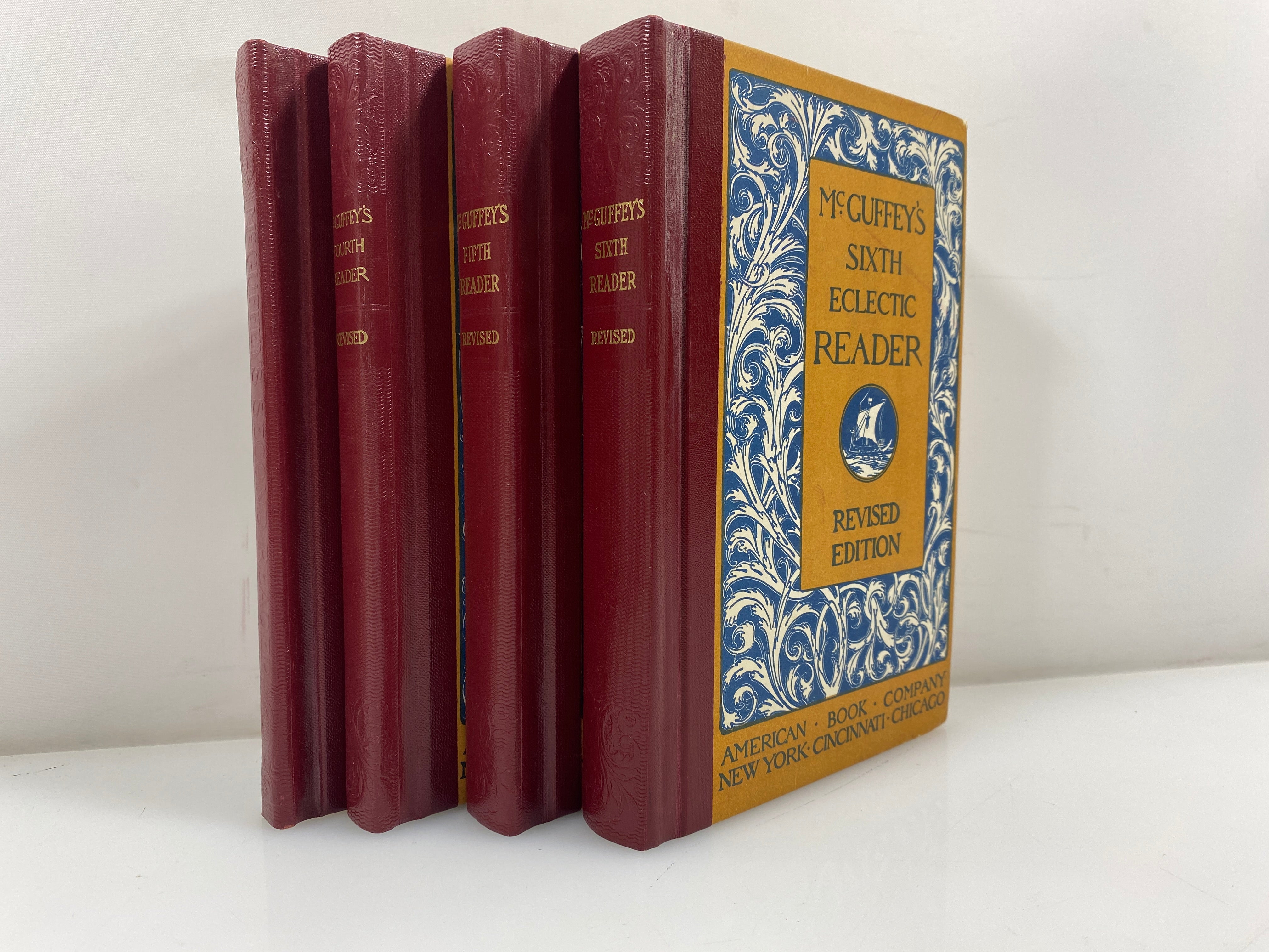Lot of 4: McGuffey's Eclectic Reader Revised Edition 2, 4-6th HC