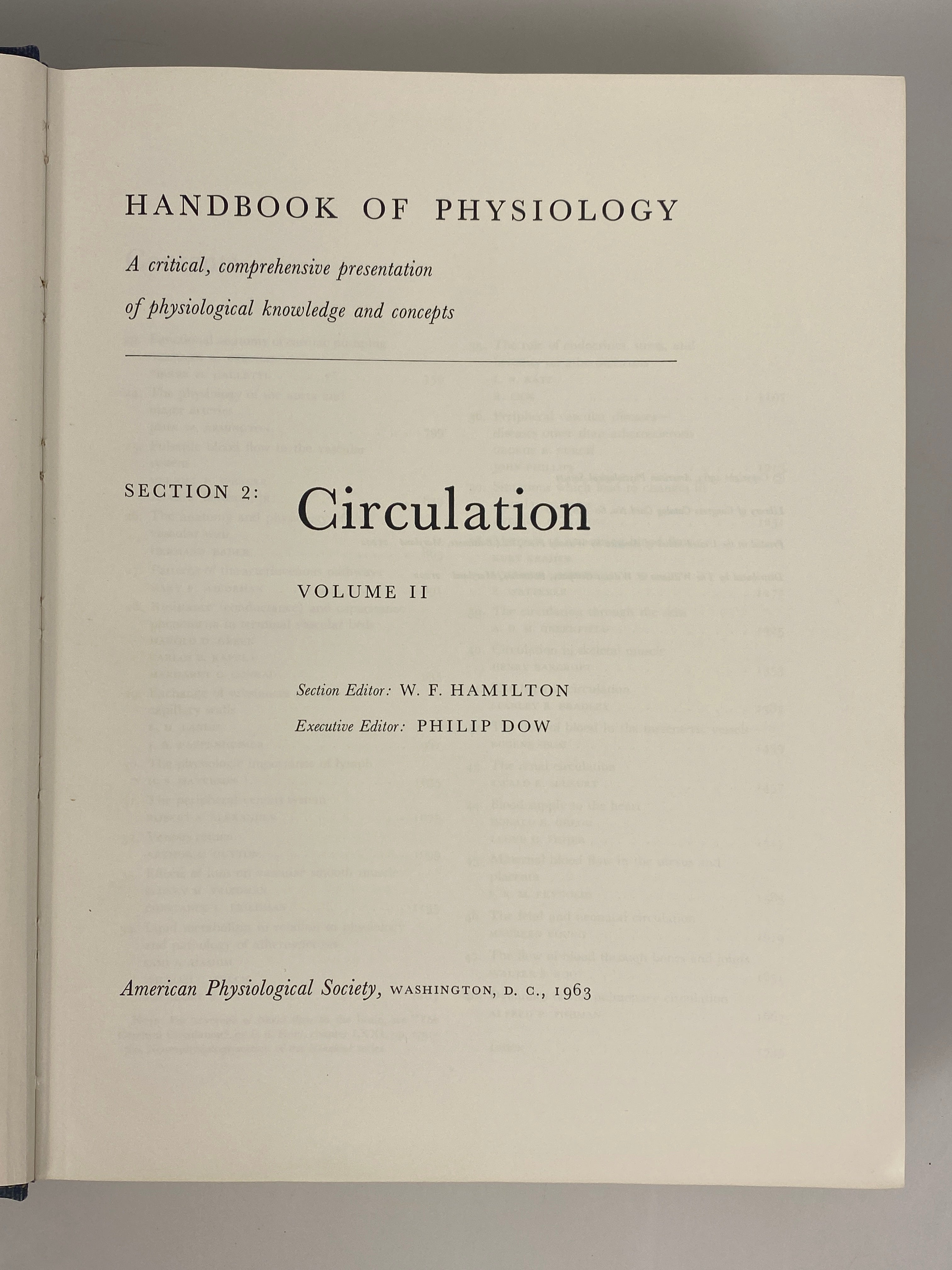 3 Volume Set: Handbook of Physiology Circulation I/II/III 1962-65 HC some DJ