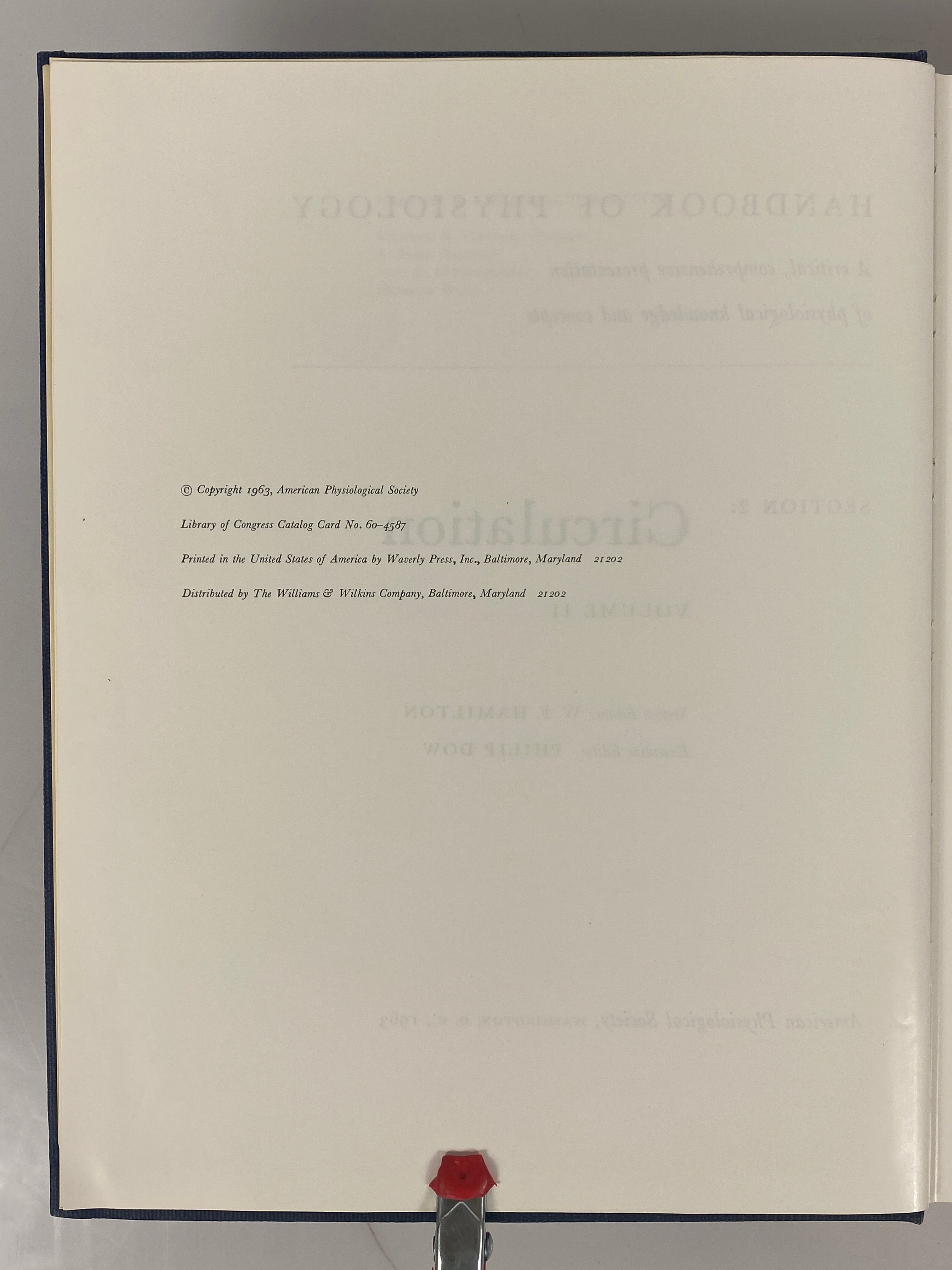 3 Volume Set: Handbook of Physiology Circulation I/II/III 1962-65 HC some DJ
