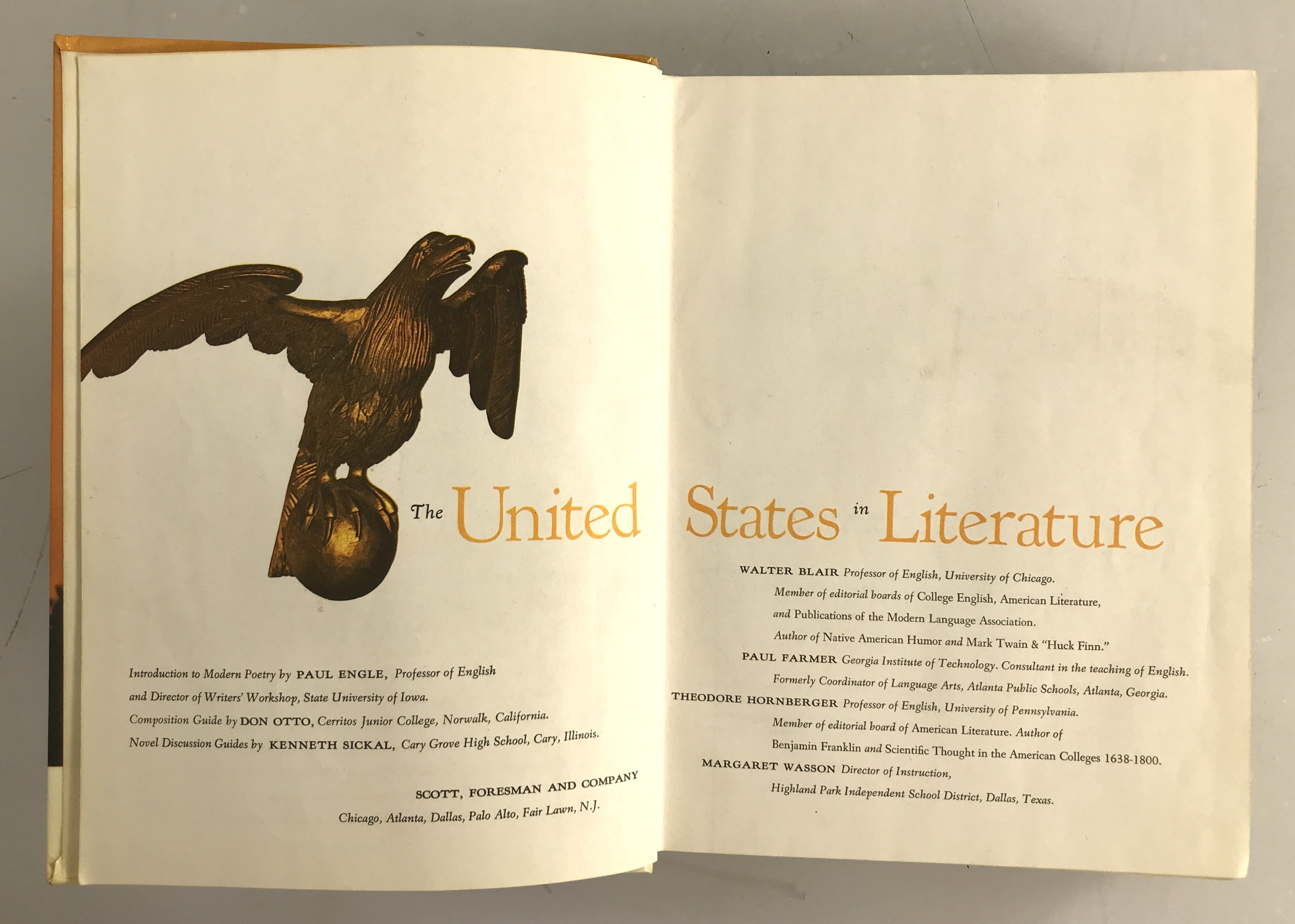 The United States in Literature Scott, Foresman and Company 1963 HC