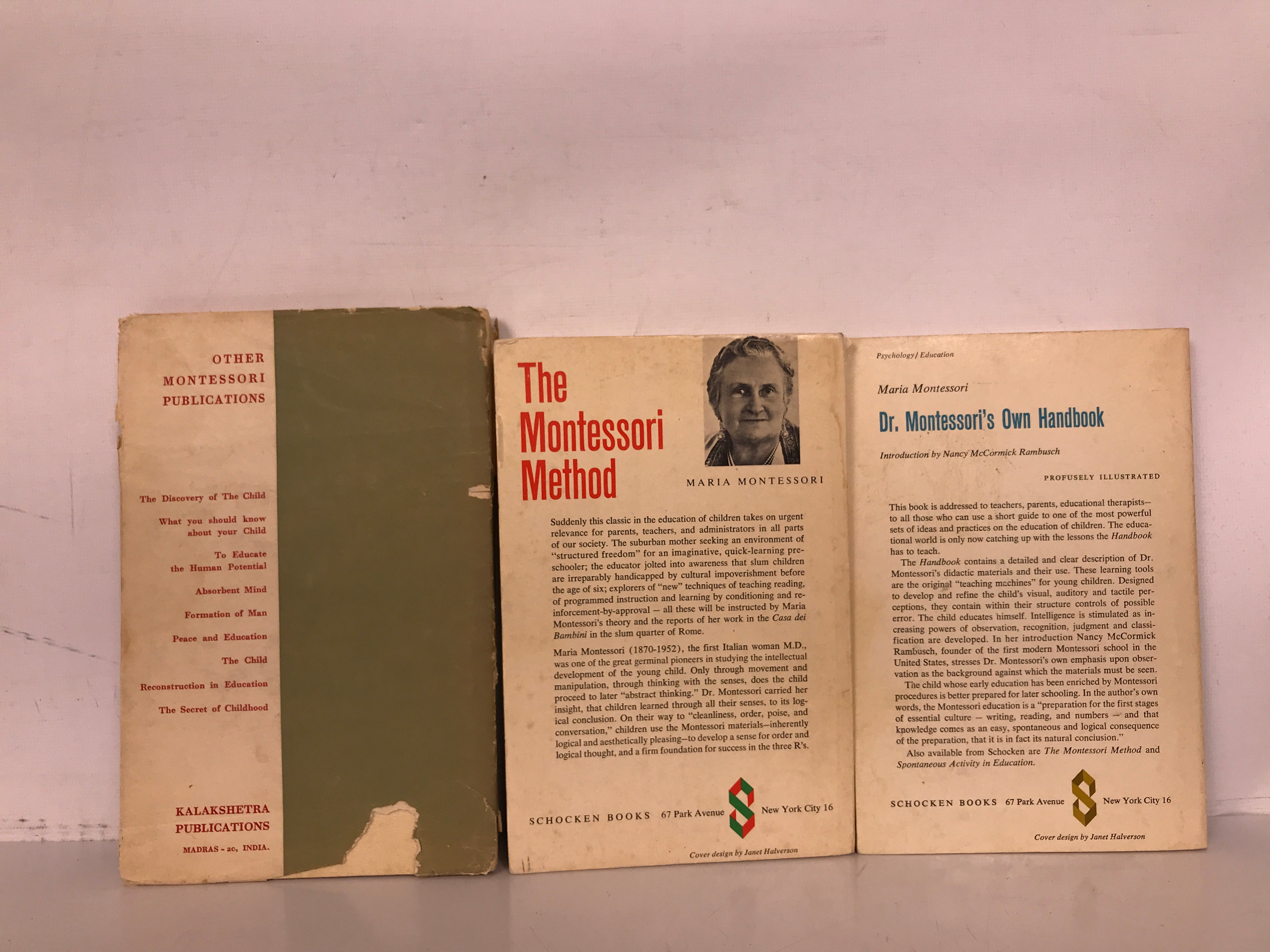 3 Maria Montessori 1959-1965 Incl Education for a New World HCDJ/SC