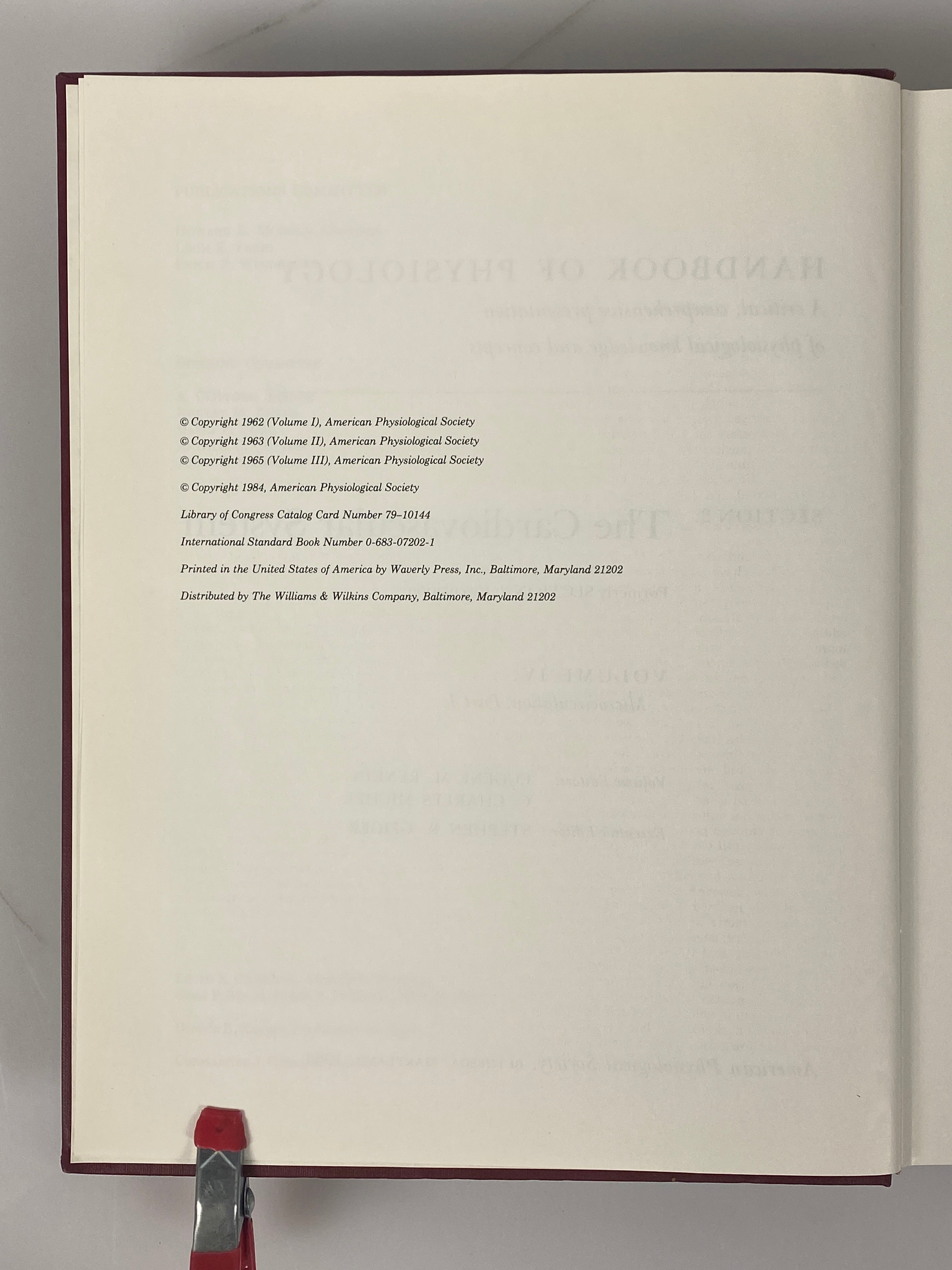 3 Vols: Handbook of Physiology The Cardiovascular System 1963-84 HCDJ