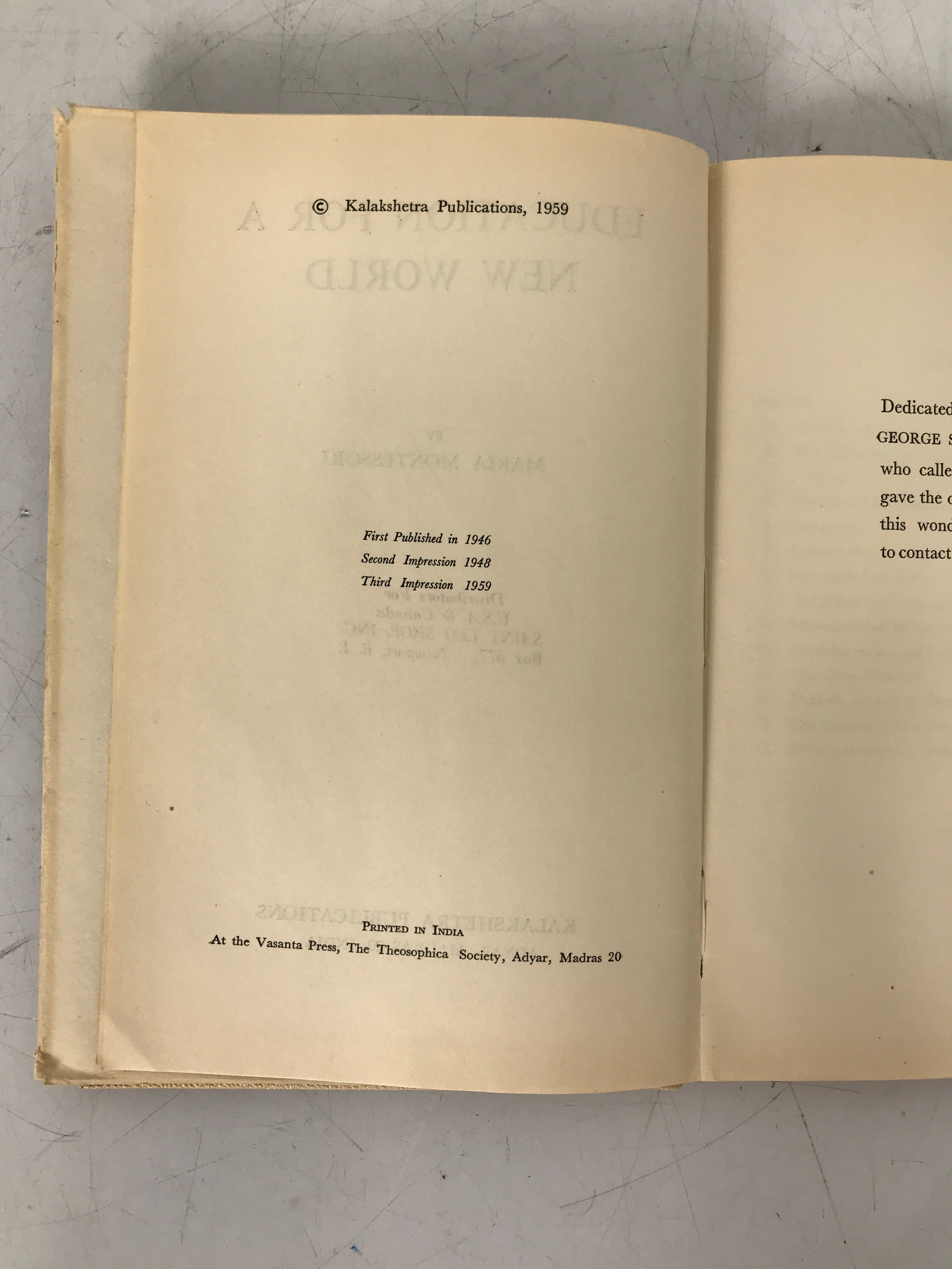 3 Maria Montessori 1959-1965 Incl Education for a New World HCDJ/SC