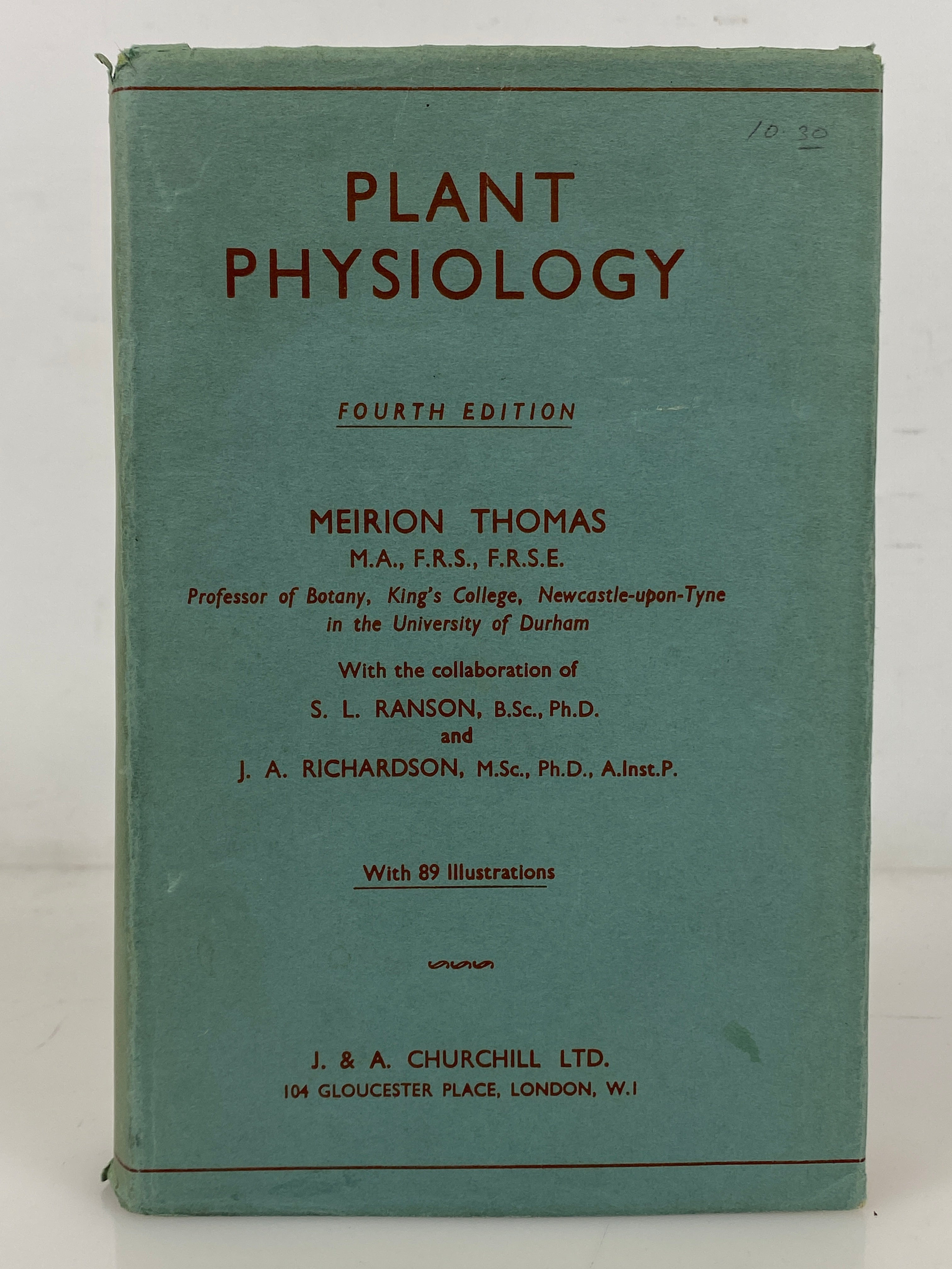 Plant Physiology by Meirion Thomas 1958 Fourth Edition HC DJ