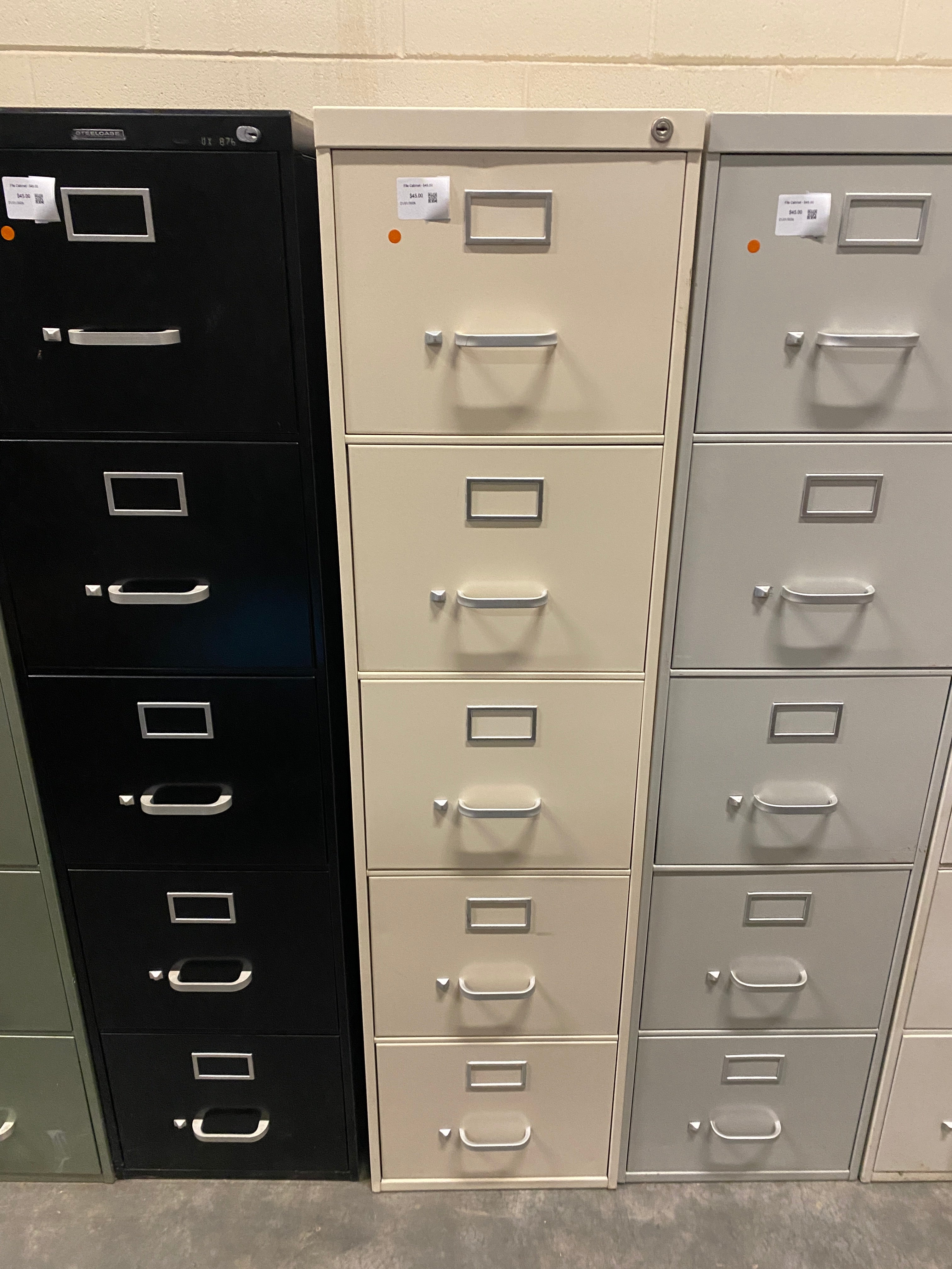 Light Yellow 5 Drawer Filing Cabinet