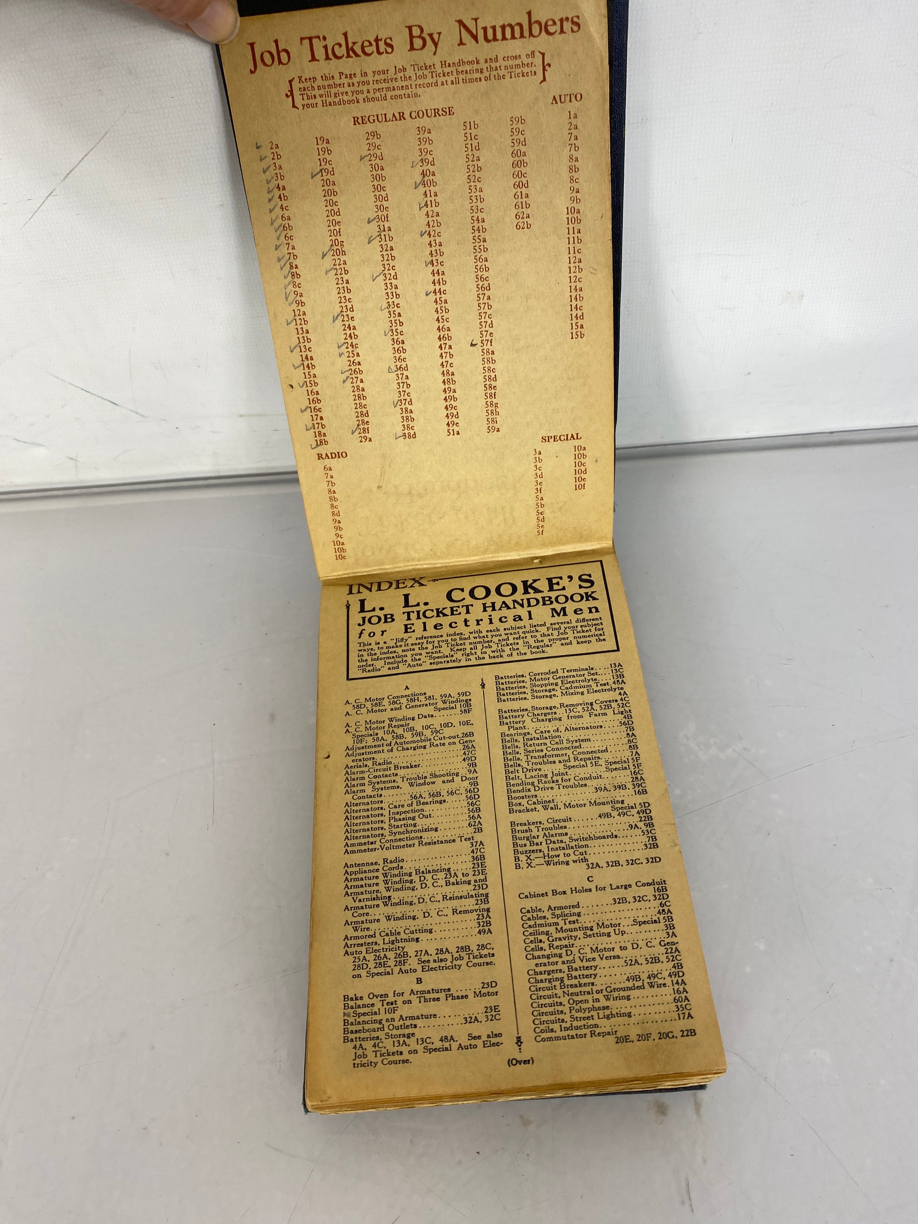 L.L. Cooke's Job Ticket Handbook for Electrical Men 1927 HC