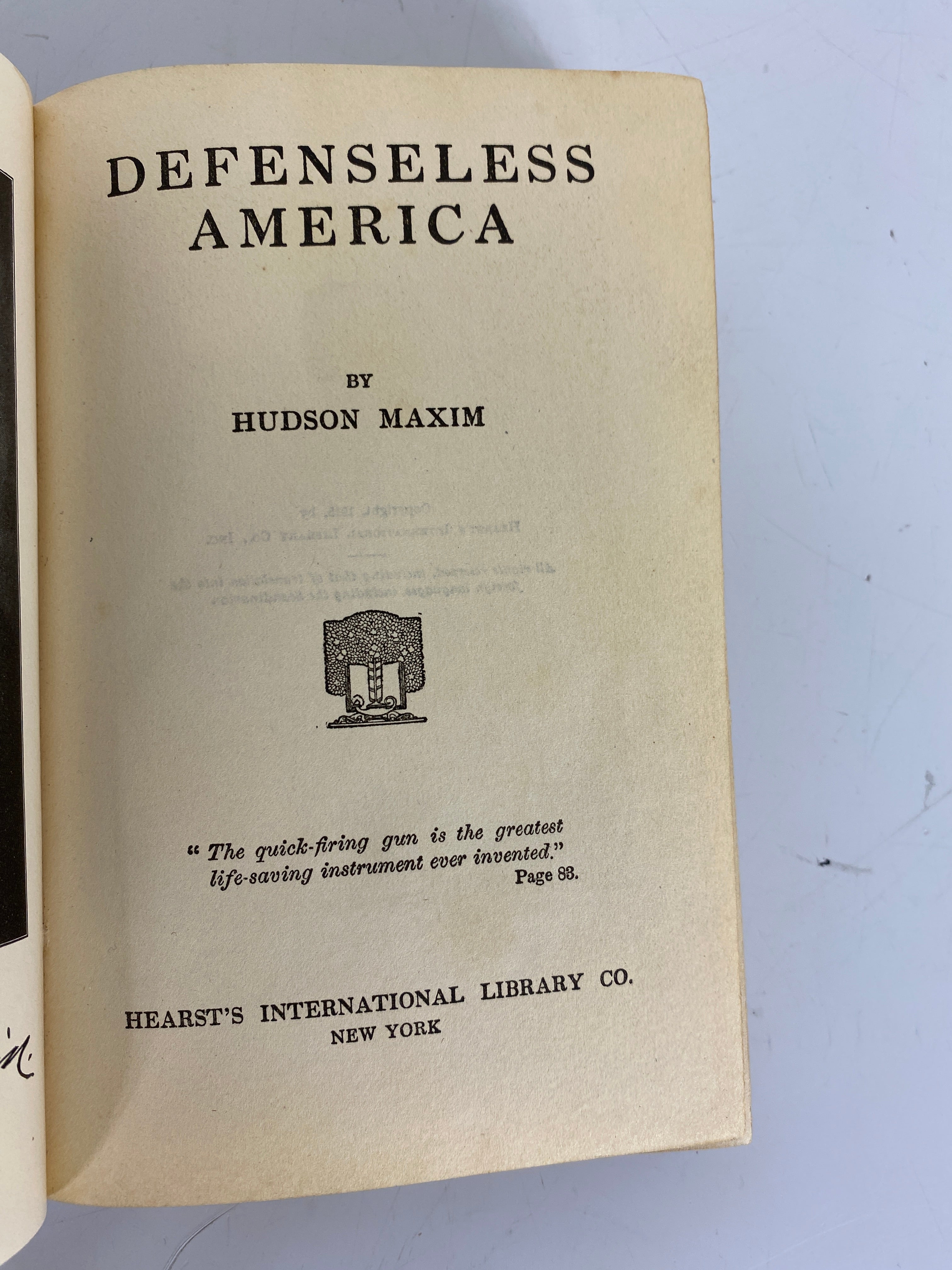 Lot of 2:Defenseless America; Maxim 1915,1st/American History; Muzzey 1920HC