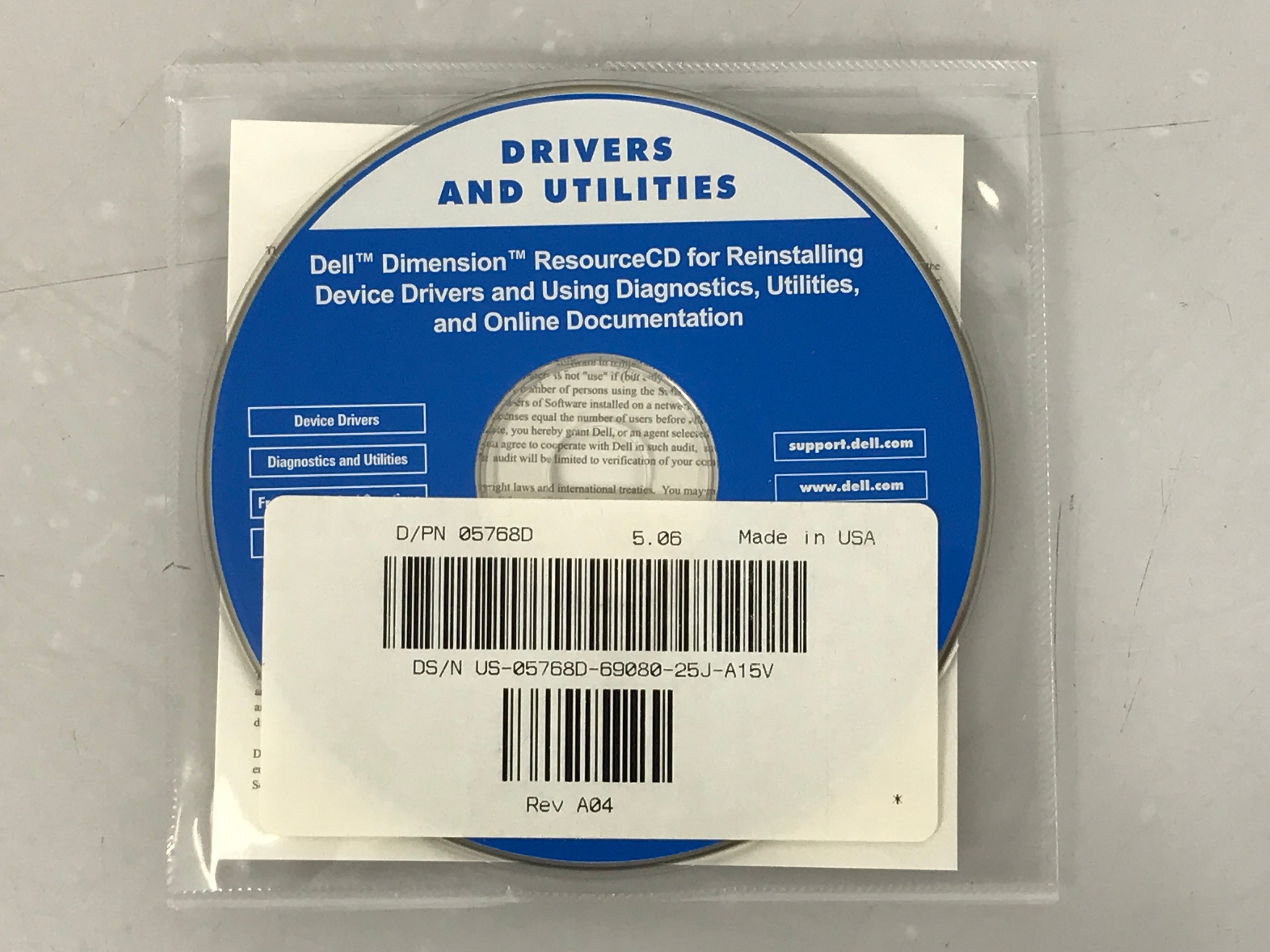 Dell Dimension ResourceCD Drivers and Utilities Disk